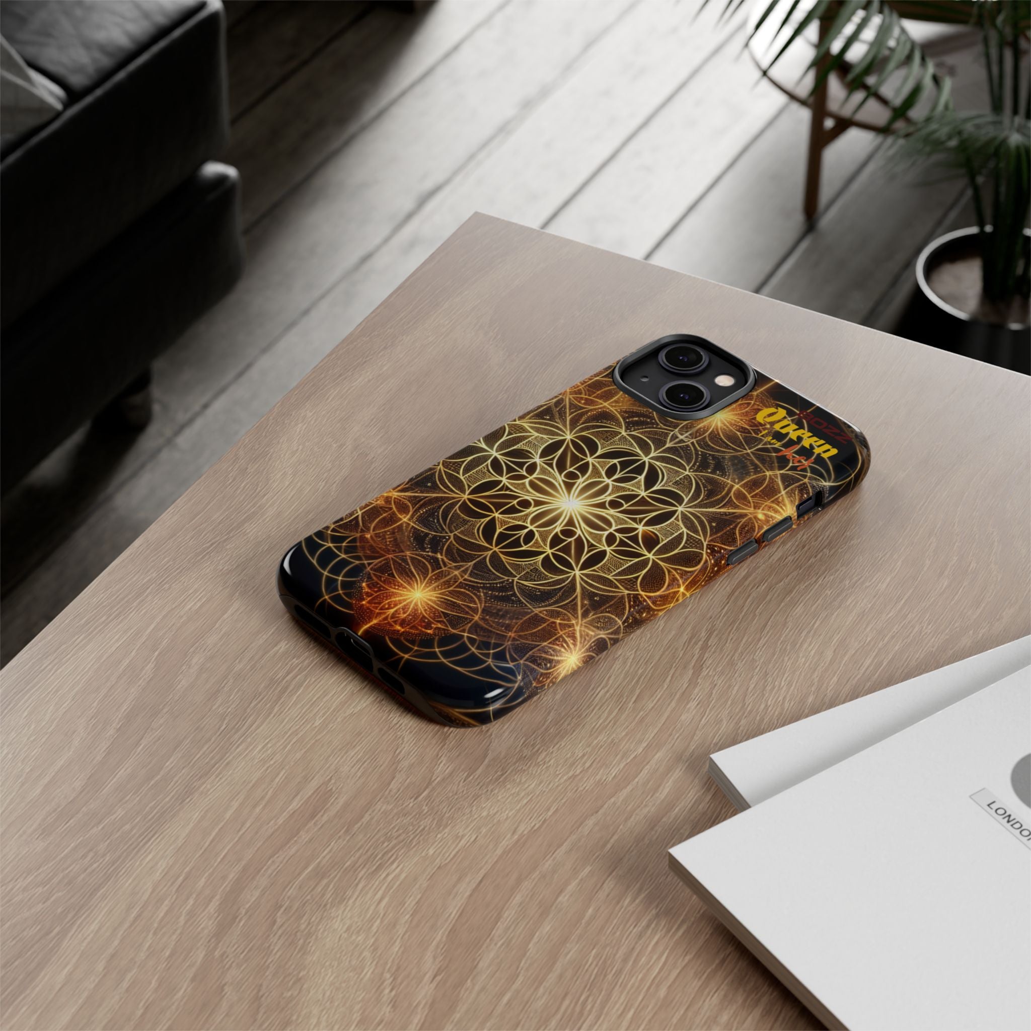 Golden Flower Mandala Phone Case, Tough Cases, Bohemian Phone Cover, Unique Gift for Him/Her, Spiritual and Artistic Design