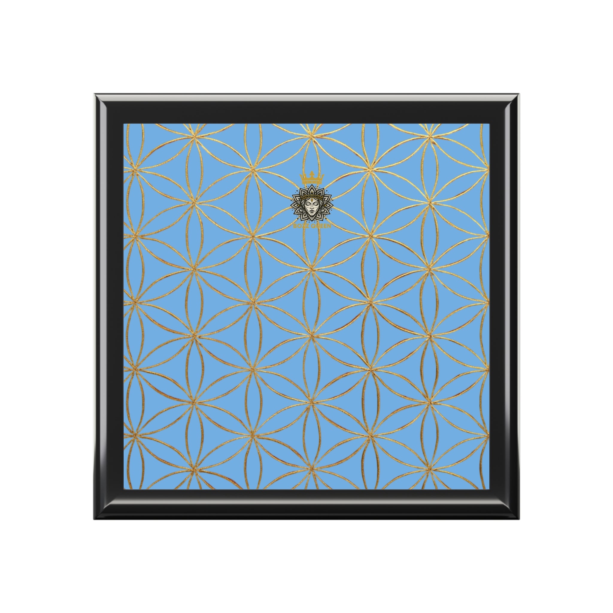Flower of Life Jewelry Box - Light Blue Purple Elegant Keepsake Organizer
