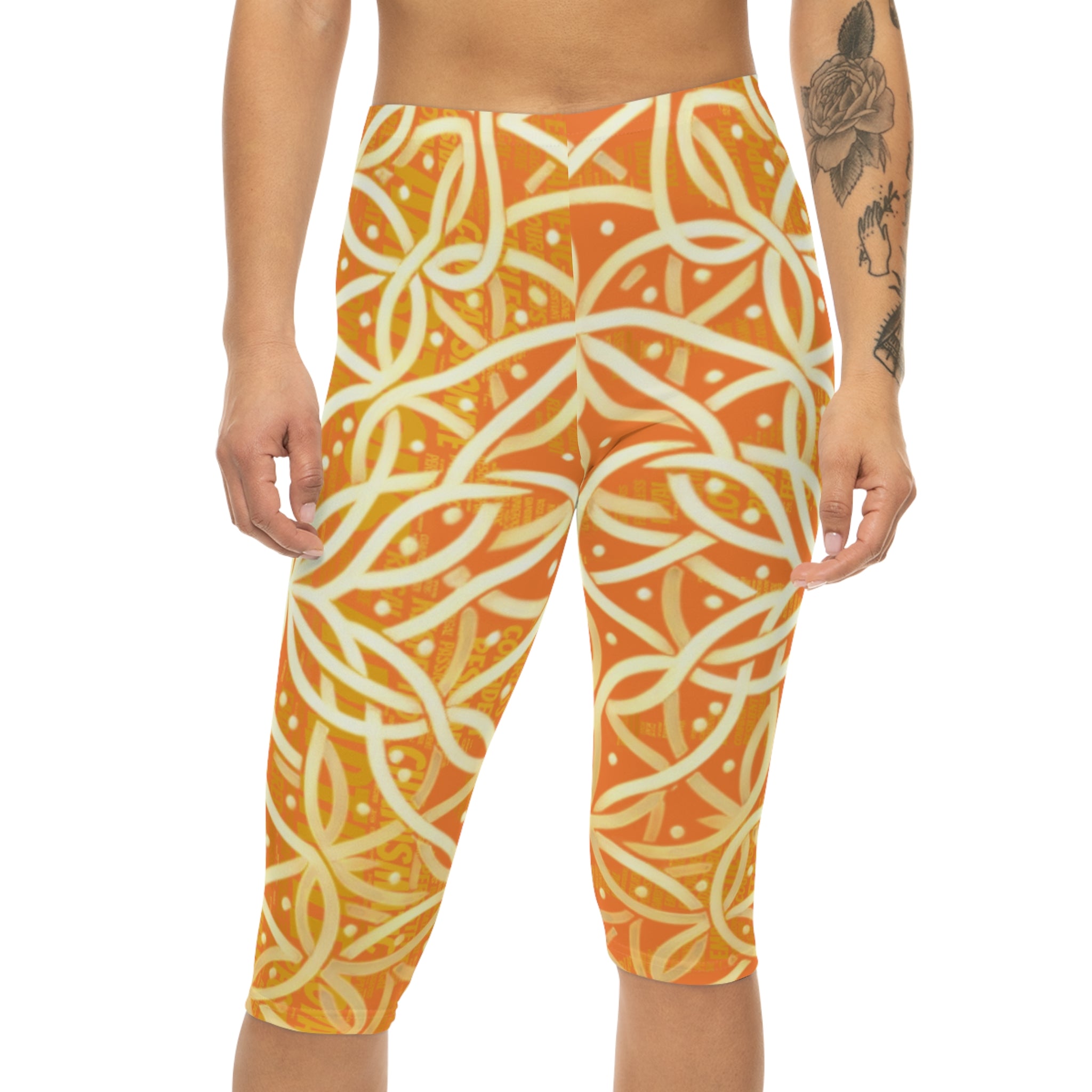 Light Orange Grey Chic Women's Capri Leggings - Stylish Yoga Pants & Activewear
