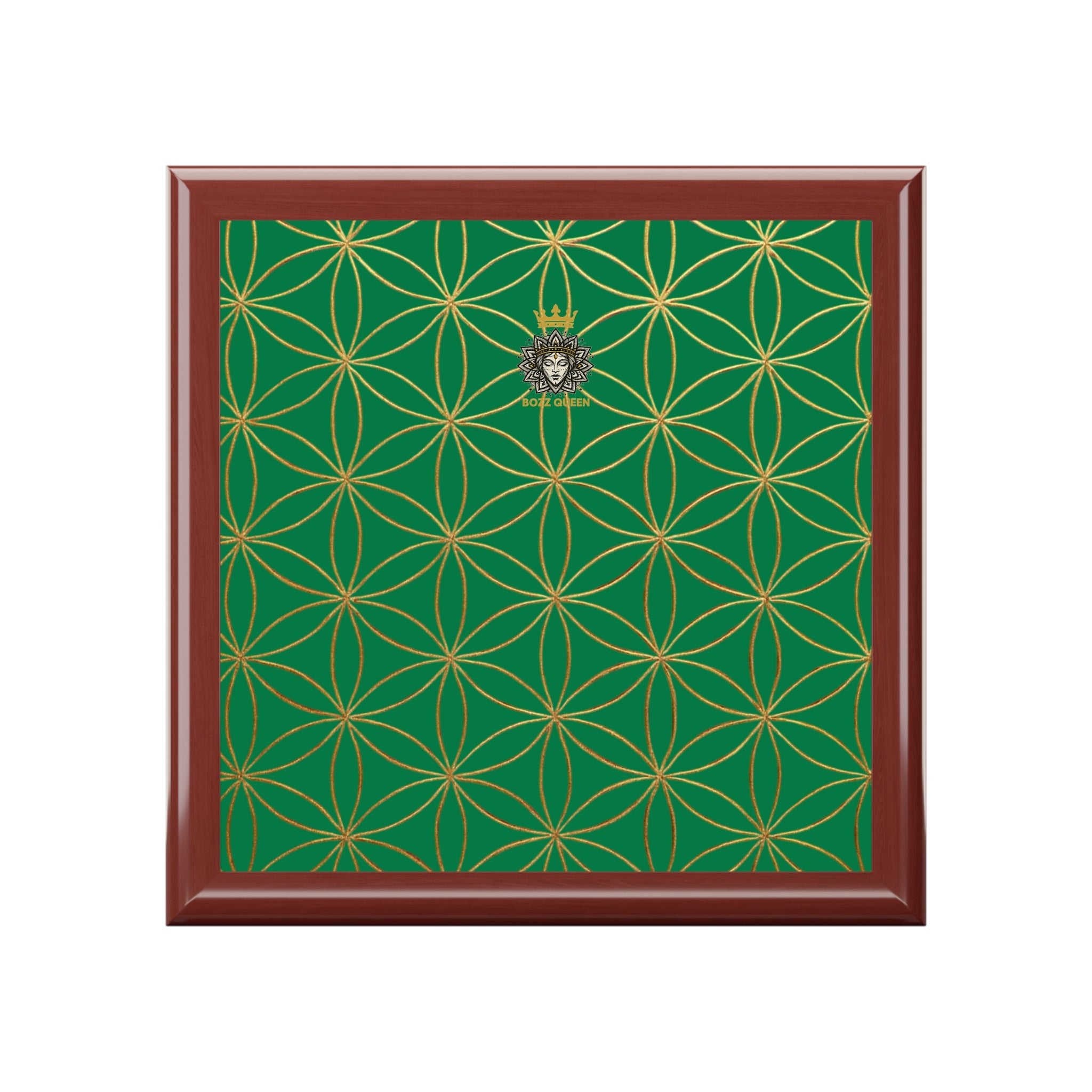 Flower of Life Jewelry Box - Dark Green Elegant Keepsake Organizer