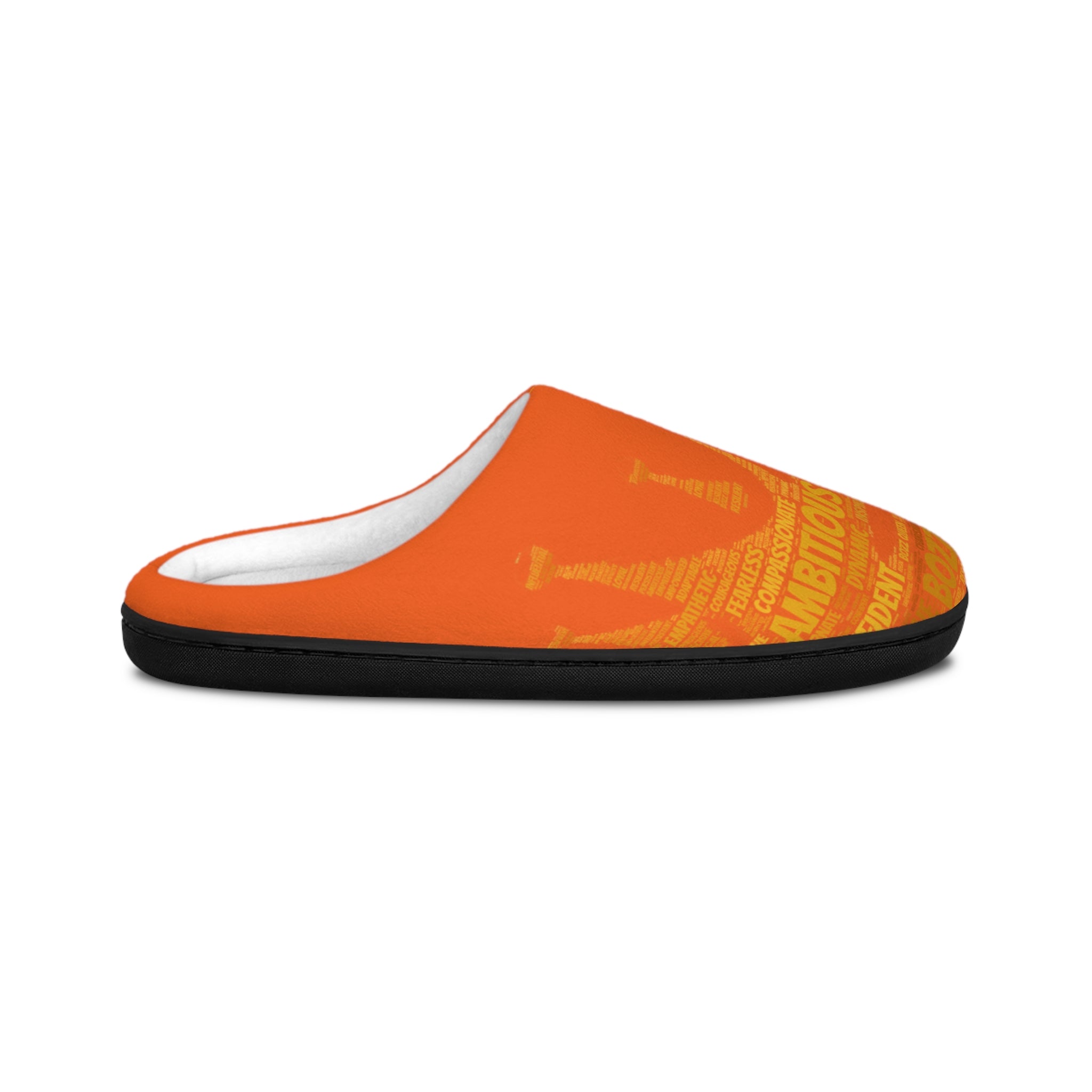 Bozz Queen Orange & Gold Women's Indoor Slippers - Soft Flannel House Shoes