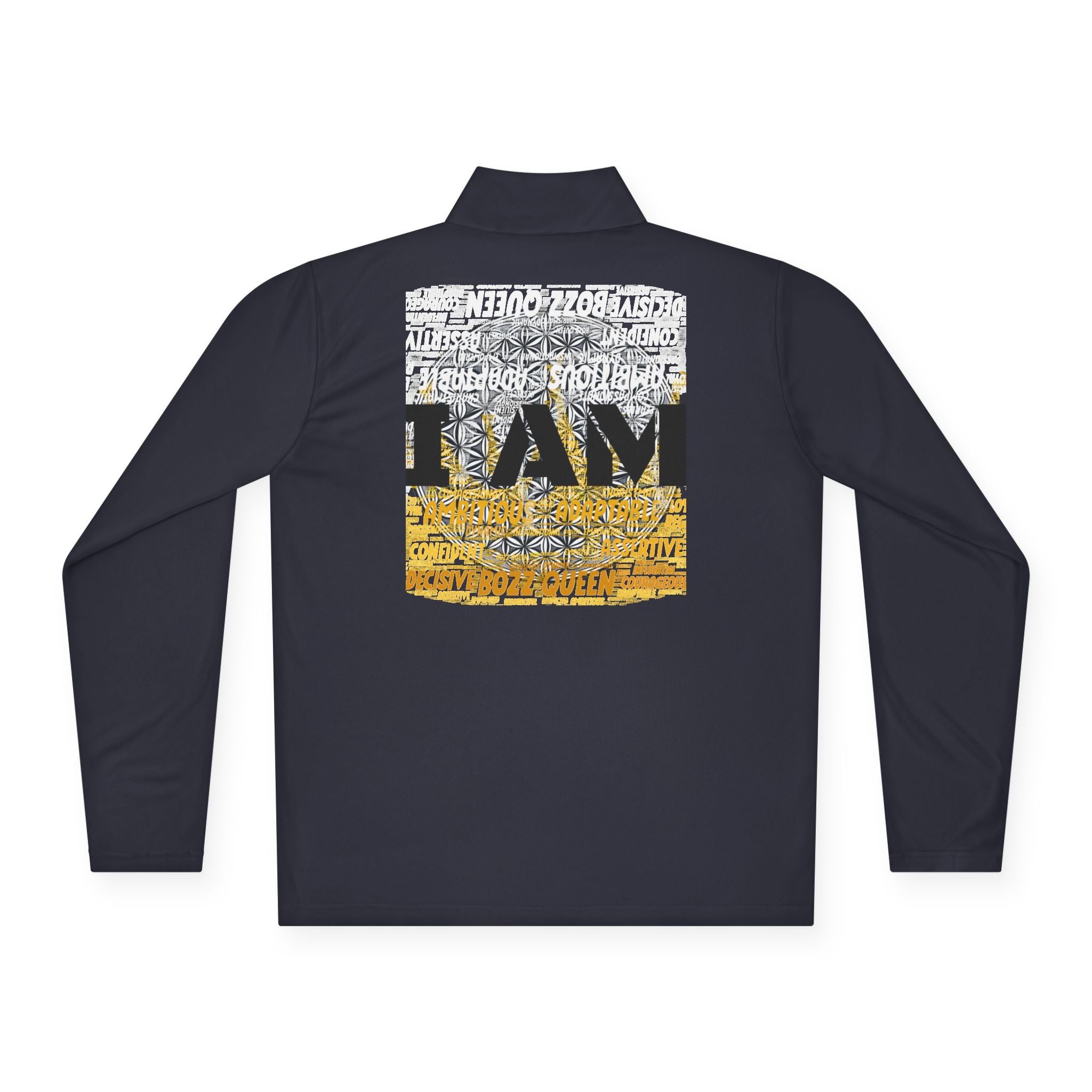 I AM Unisex Quarter-Zip Pullover - Motivational Activewear for Gym & Yoga
