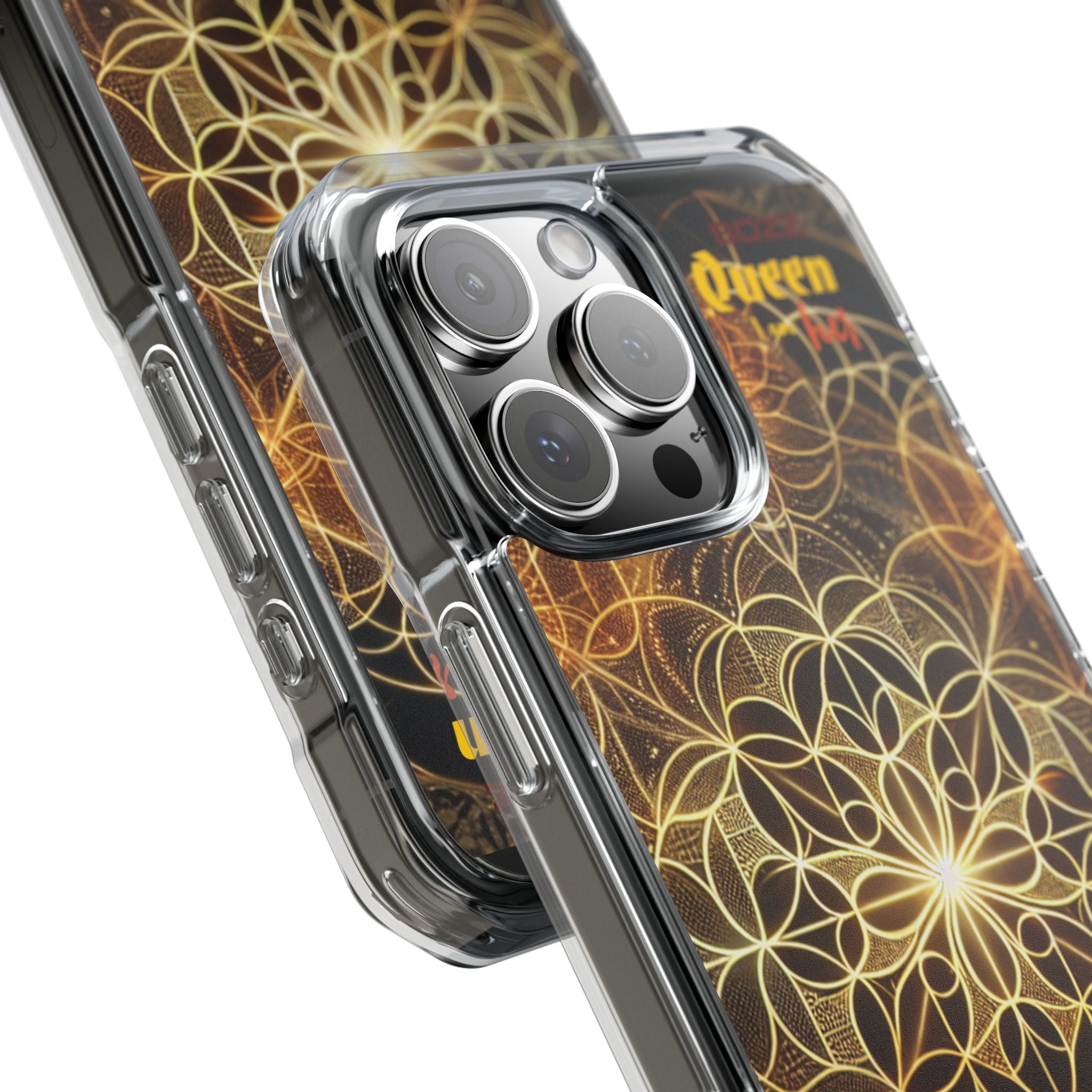 Magnetic Phone Case with Geometric Design, Crystal Clear Protection, Phone Accessory, Gift for Her, Stylish Tech