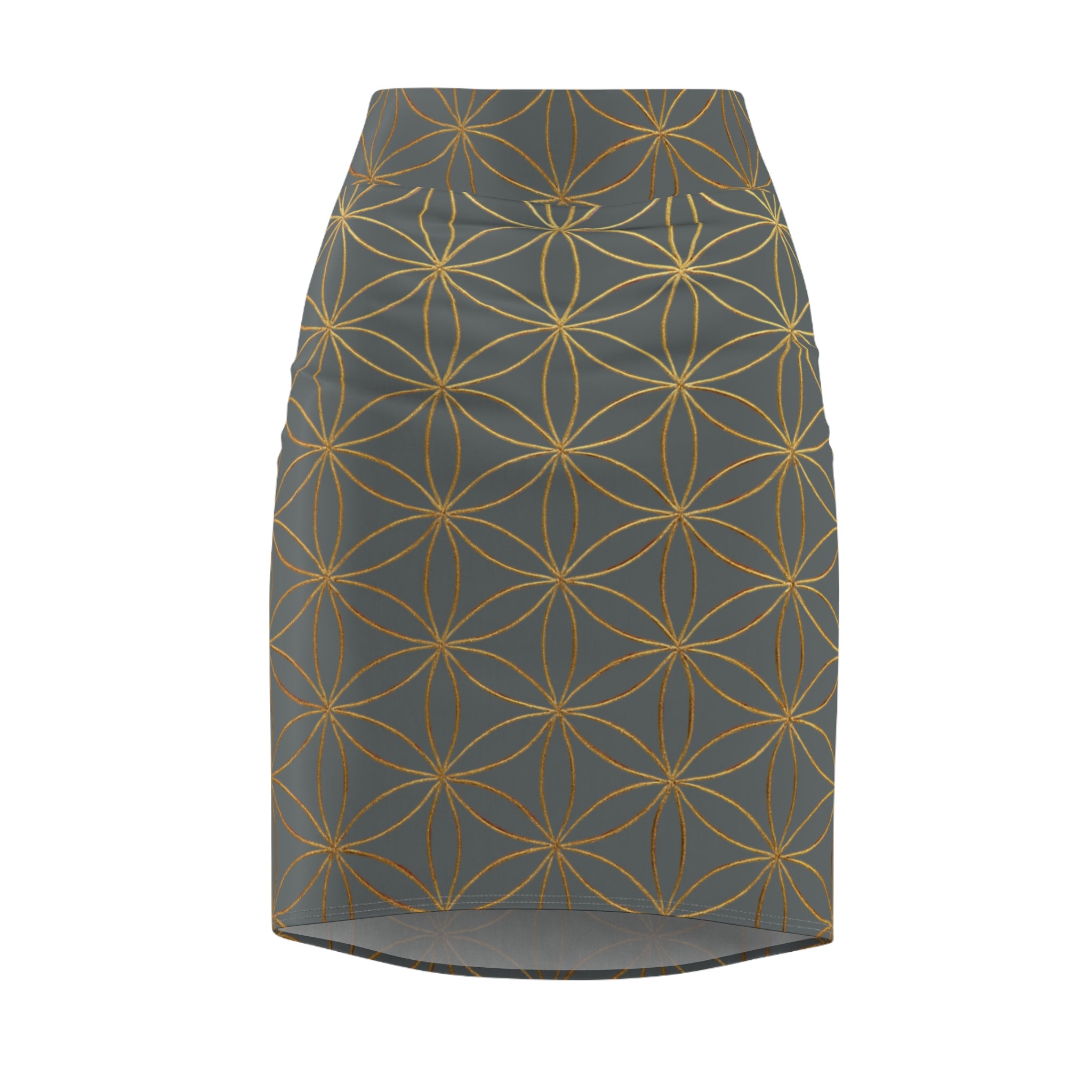 Dark Grey Flower of Life Pencil Skirt - Women's Chic Office & Date Night Skirt