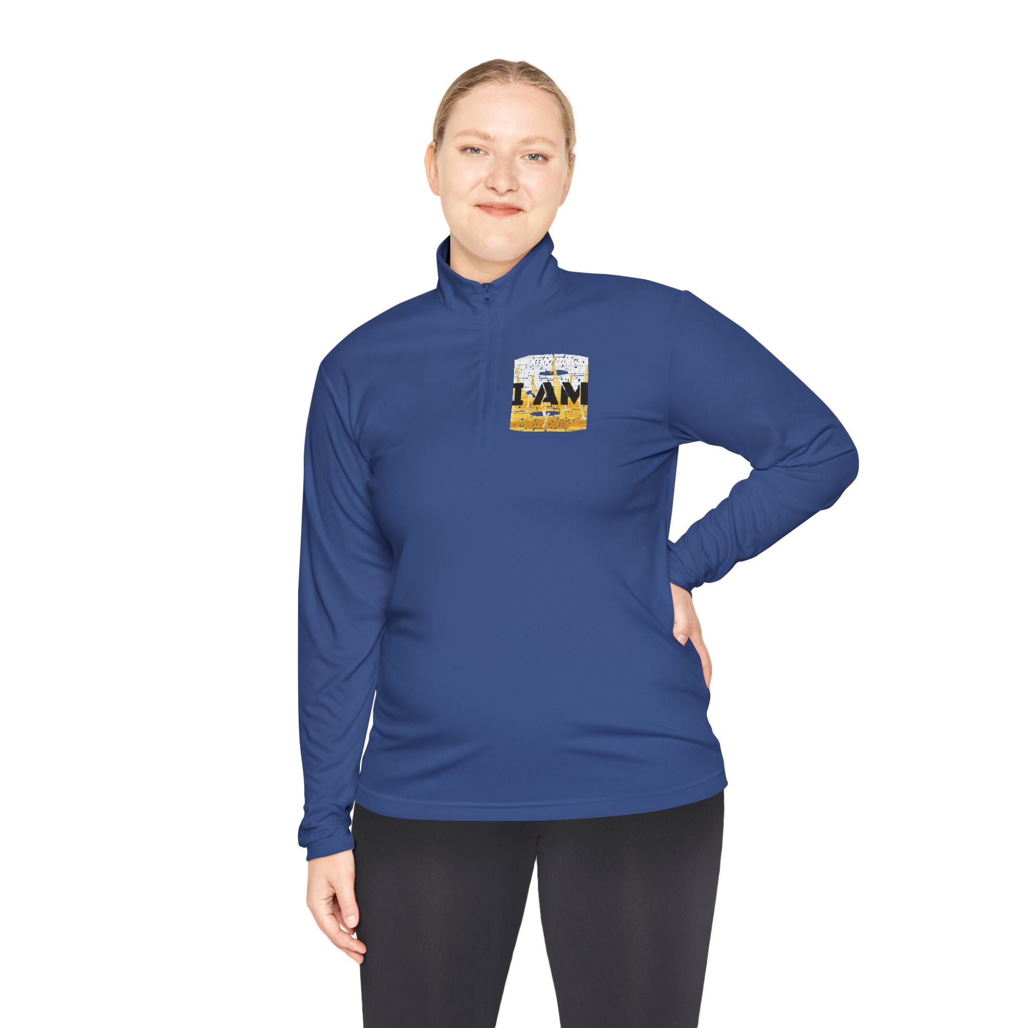 I AM Unisex Quarter-Zip Pullover - Motivational Activewear for Gym & Yoga