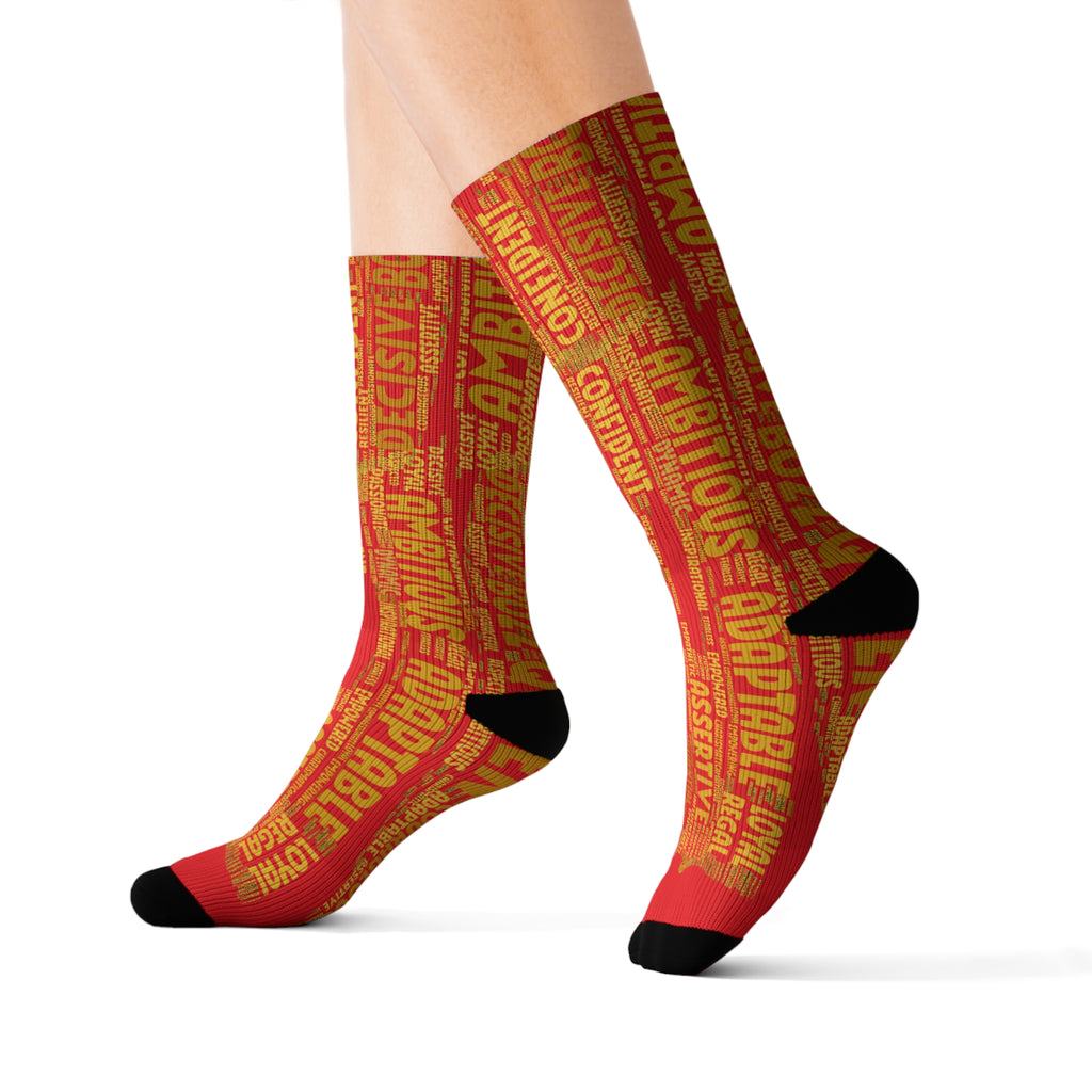 Red Bold Statement Socks | Inspirational Gift, Trendy Accessories, Positive Affirmations, Unique Fashion, Motivational Wear
