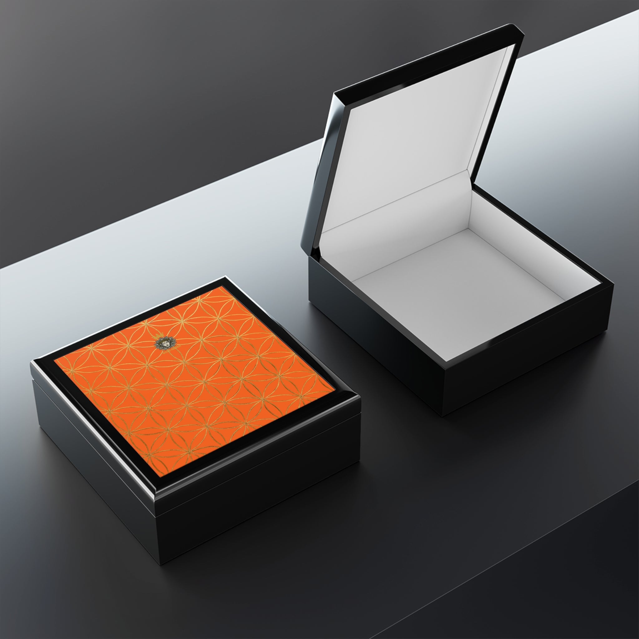 Flower of Life Jewelry Box - Orange Elegant Keepsake Organizer