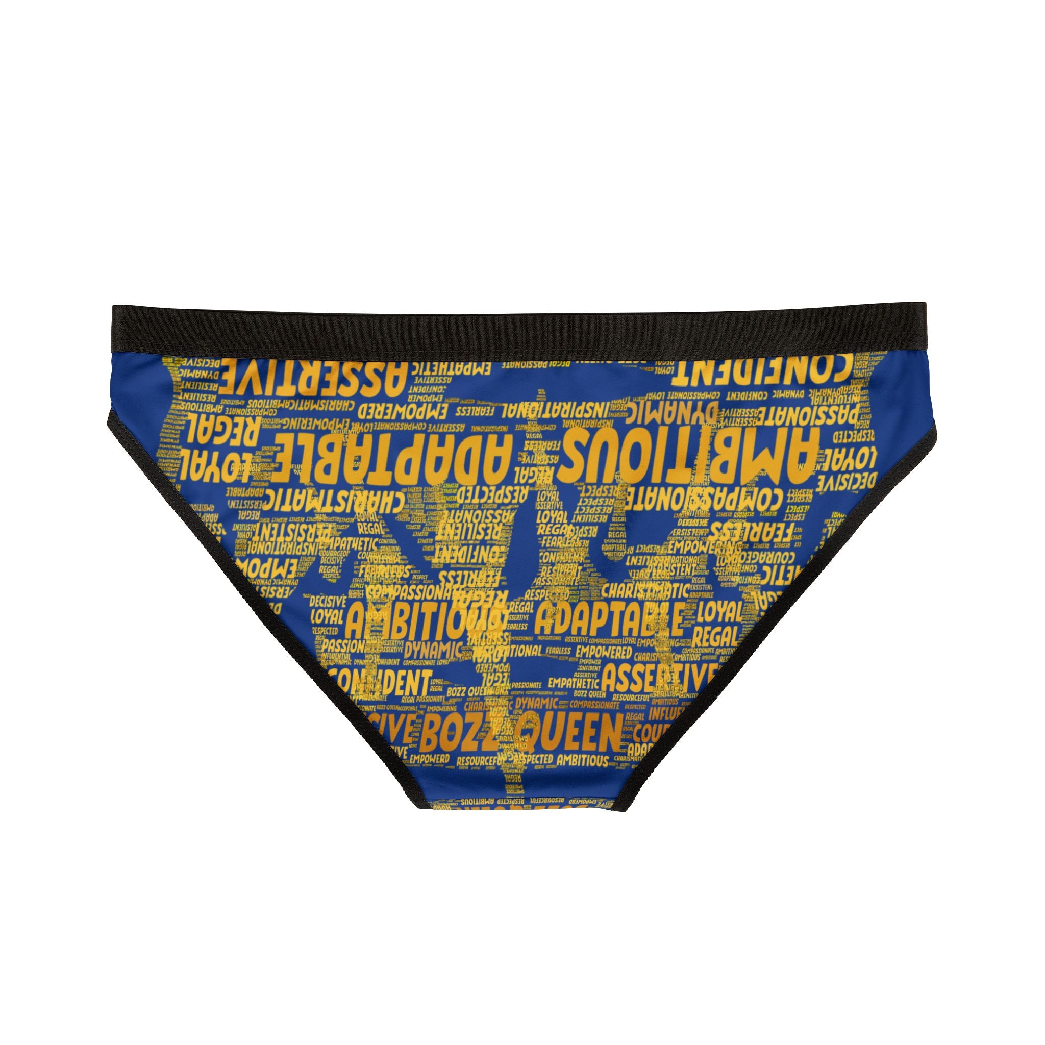 Women's Dark Blue Yellow Motivational Underwear - Bold Statement Lingerie