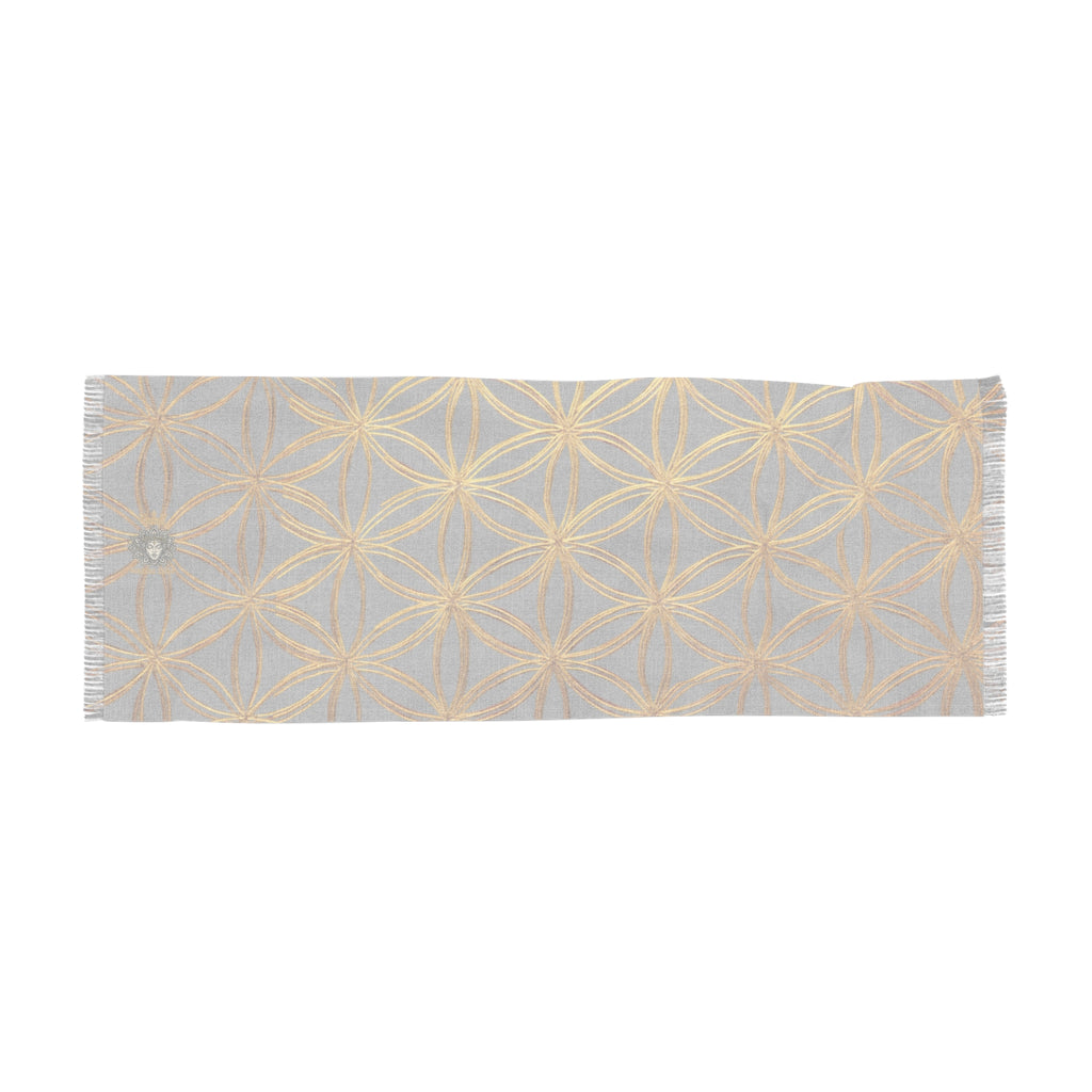 Grey & Gold Flower of Life Scarf - Geometric Pattern | Bozz Queen