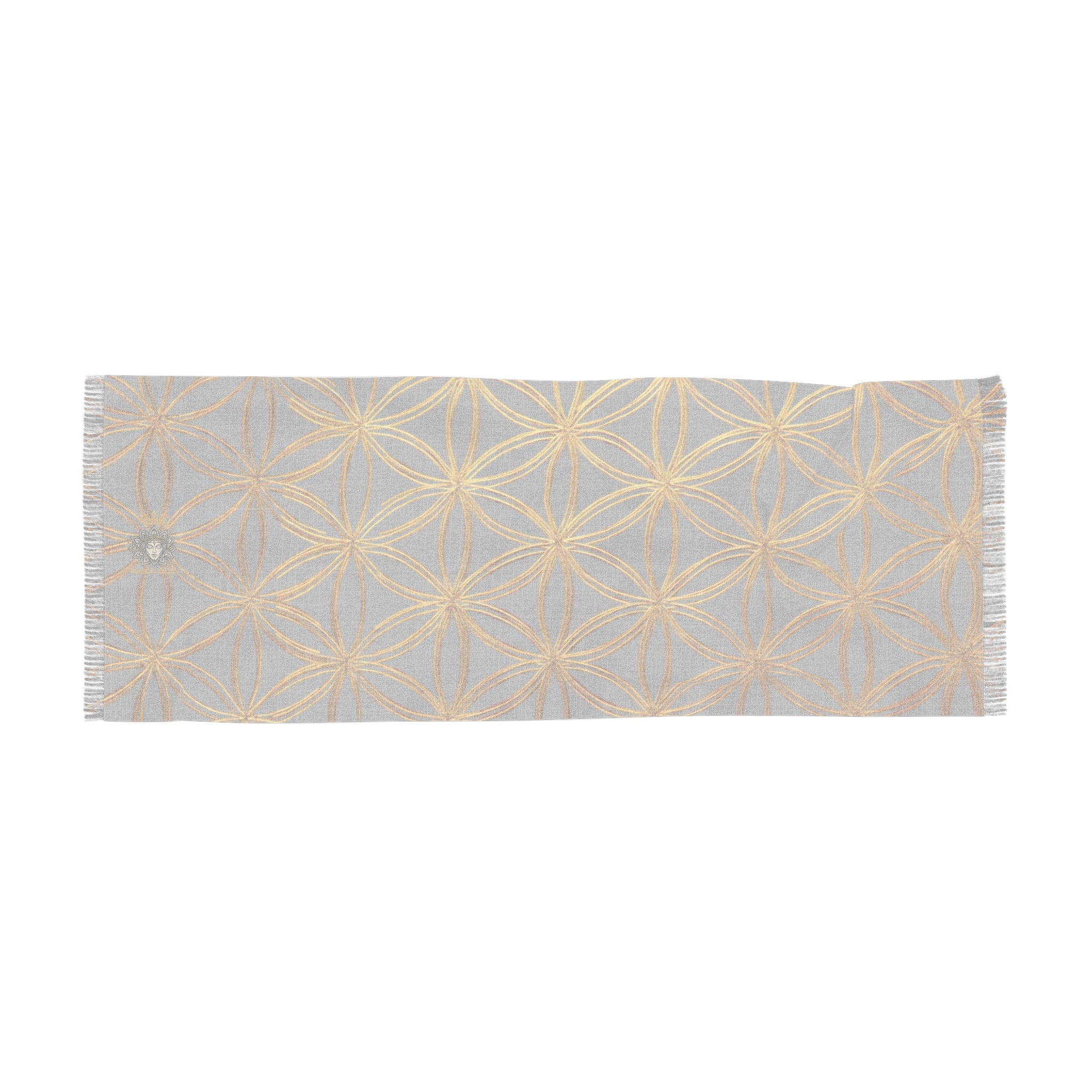 Grey & Gold Flower of Life Scarf - Geometric Pattern | Bozz Queen