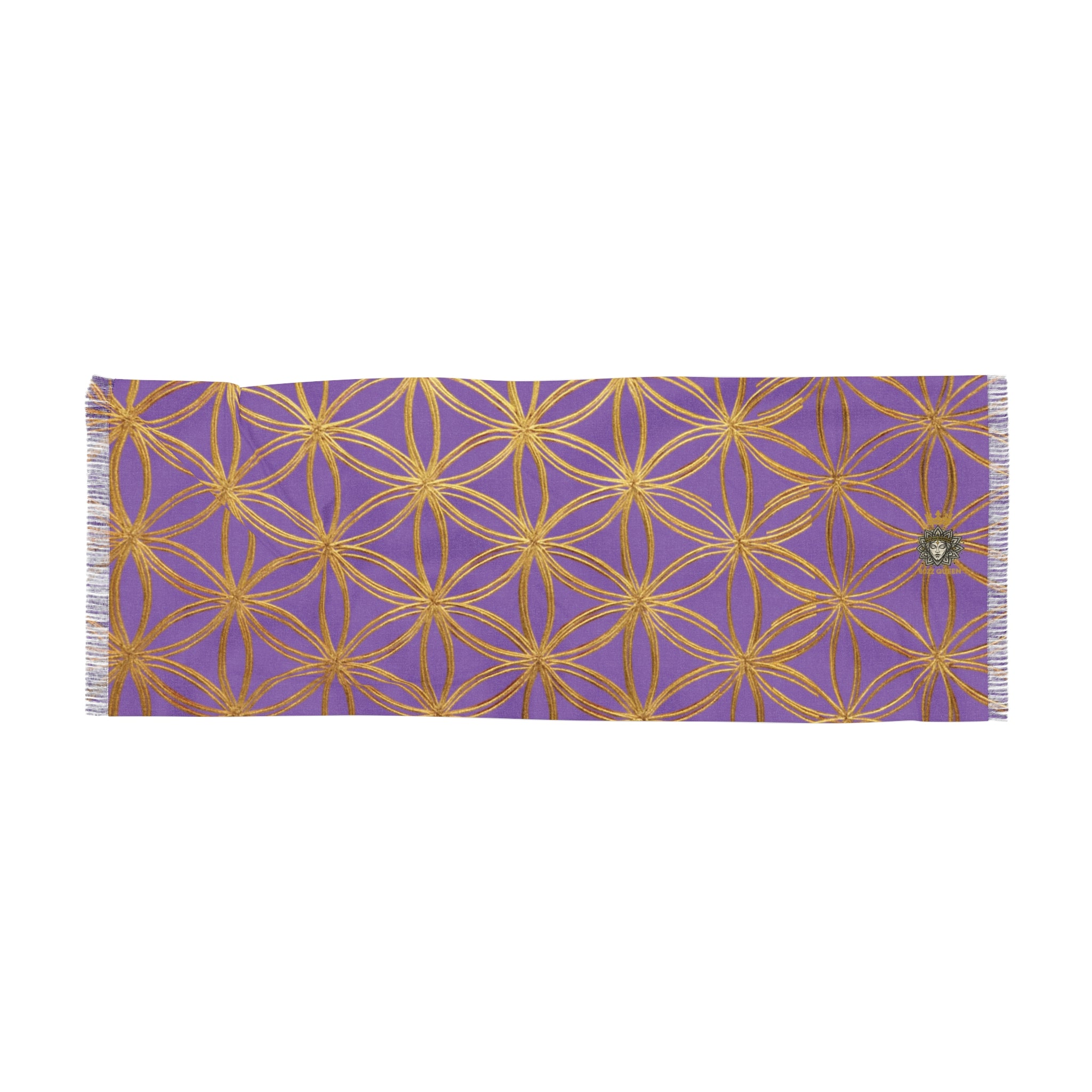 Light Purple & Gold Flower of Life Scarf - Geometric Pattern | Bozz Queen