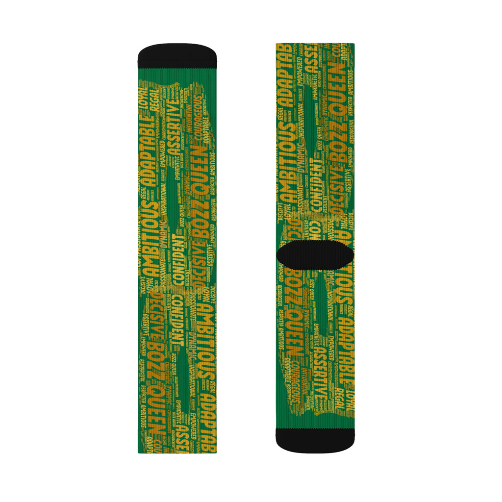 BOZZ QUEEN Dark Green Bold Statement Socks - Empowering Motivational Wear