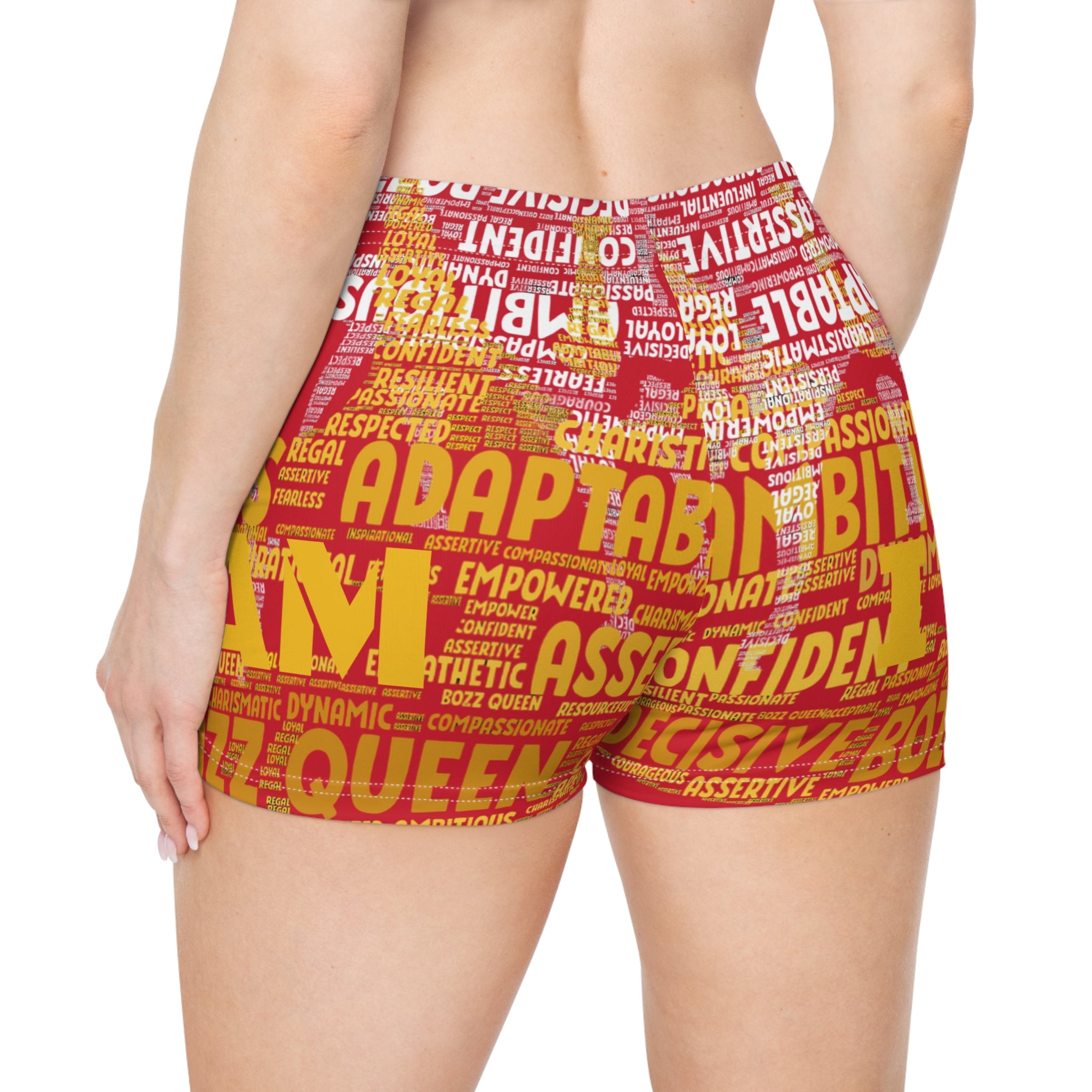 Red I AM Series Women's Empowerment Shorts - Motivational Activewear