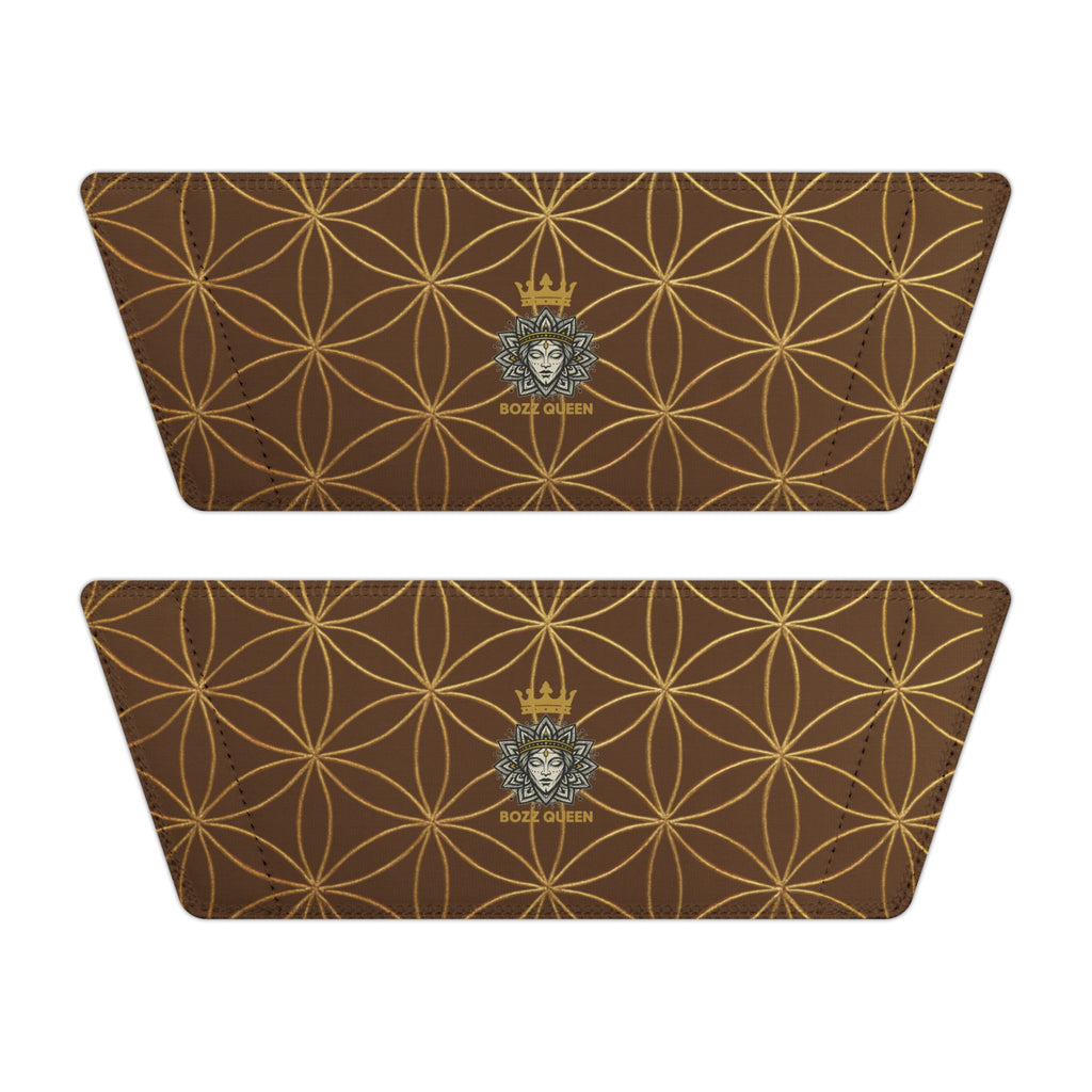 Bozz Queen Brown Flower of Life Women's Sandals - Removable Strap Beach Slides