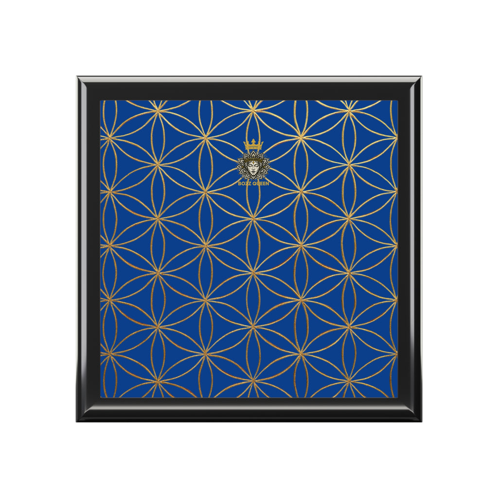Flower of Life Jewelry Box - Blue Purple Elegant Keepsake Organizer