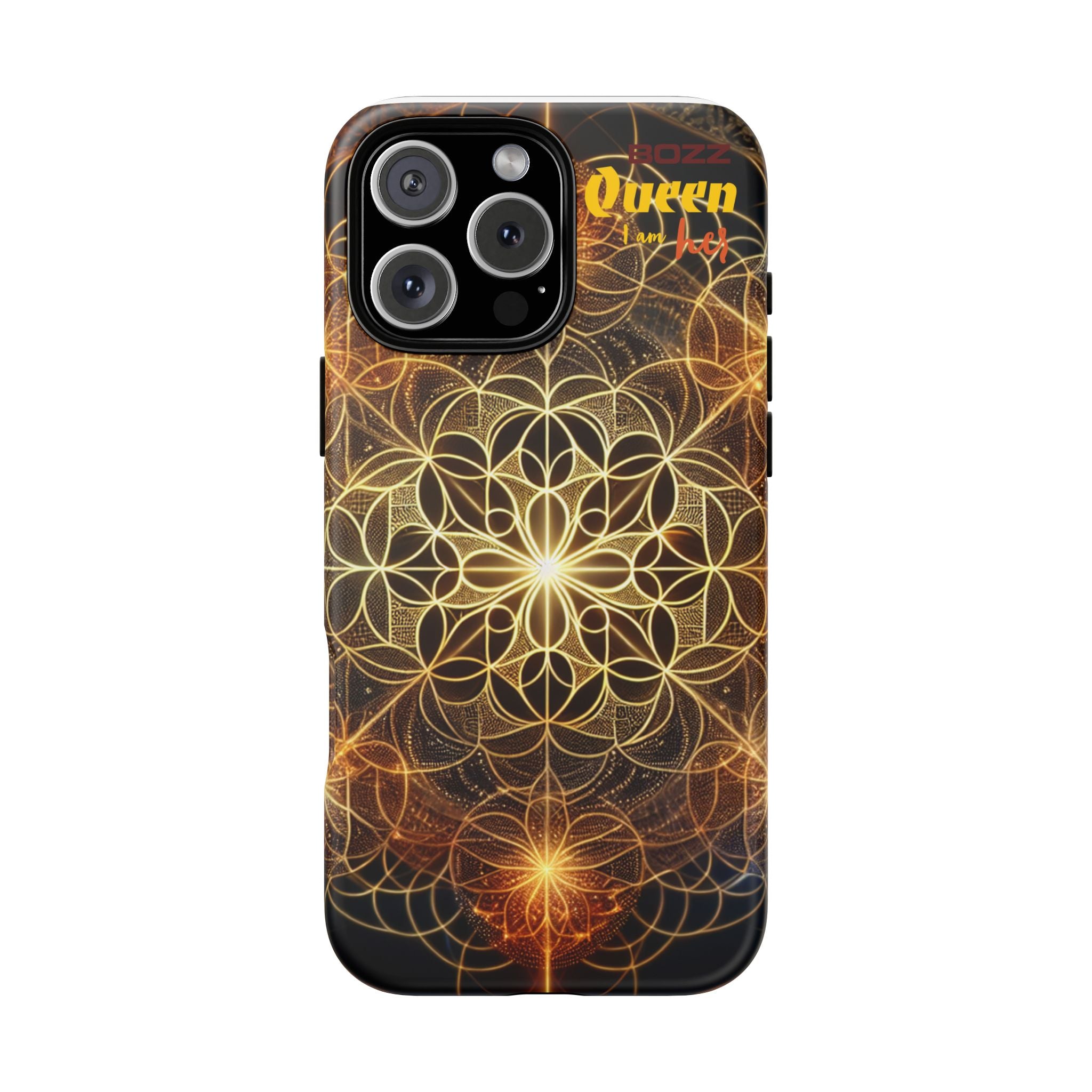 Golden Flower Mandala Phone Case, Tough Cases, Bohemian Phone Cover, Unique Gift for Him/Her, Spiritual and Artistic Design