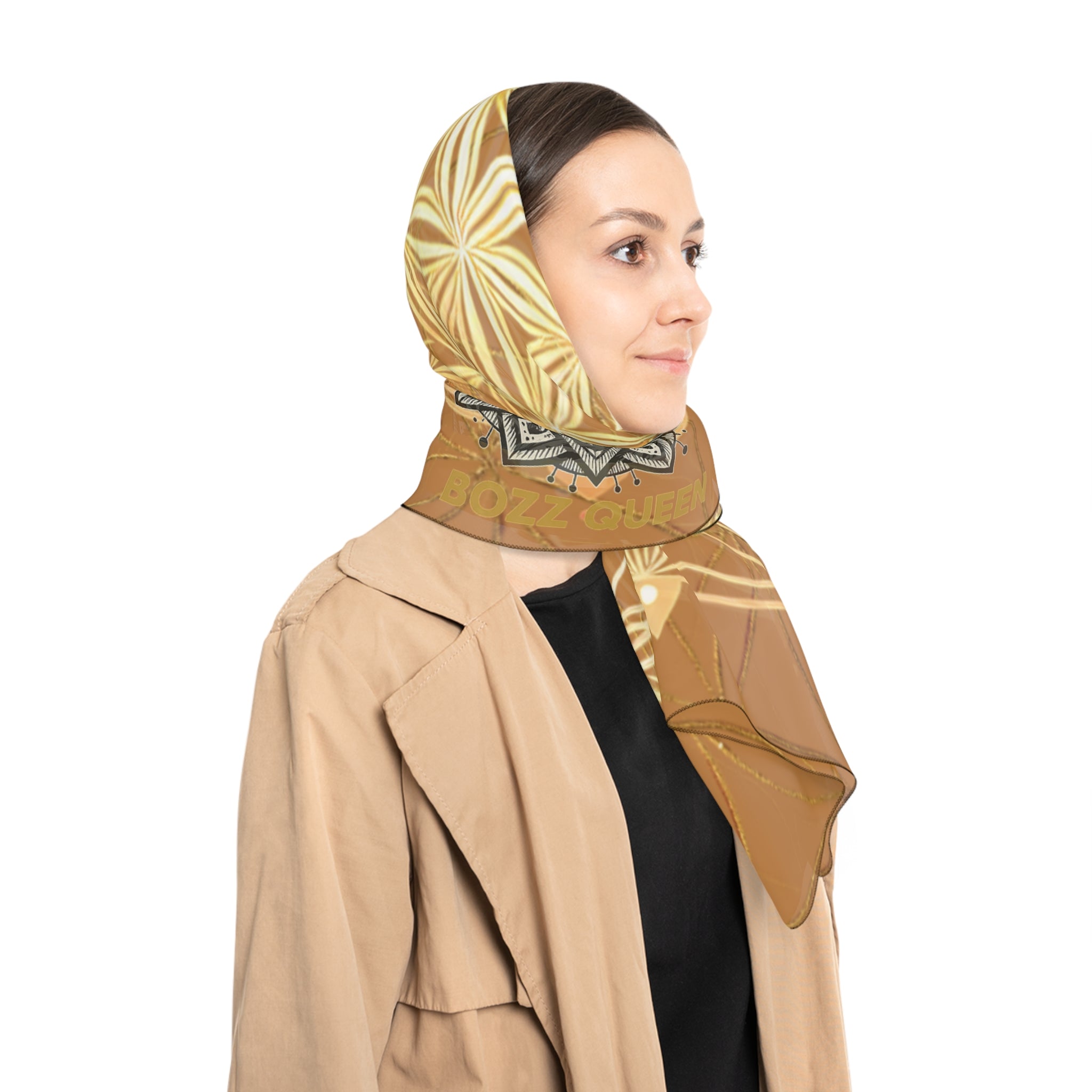 Flower of Life Light Brown Scarf - Sacred Geometry Spiritual Accessory