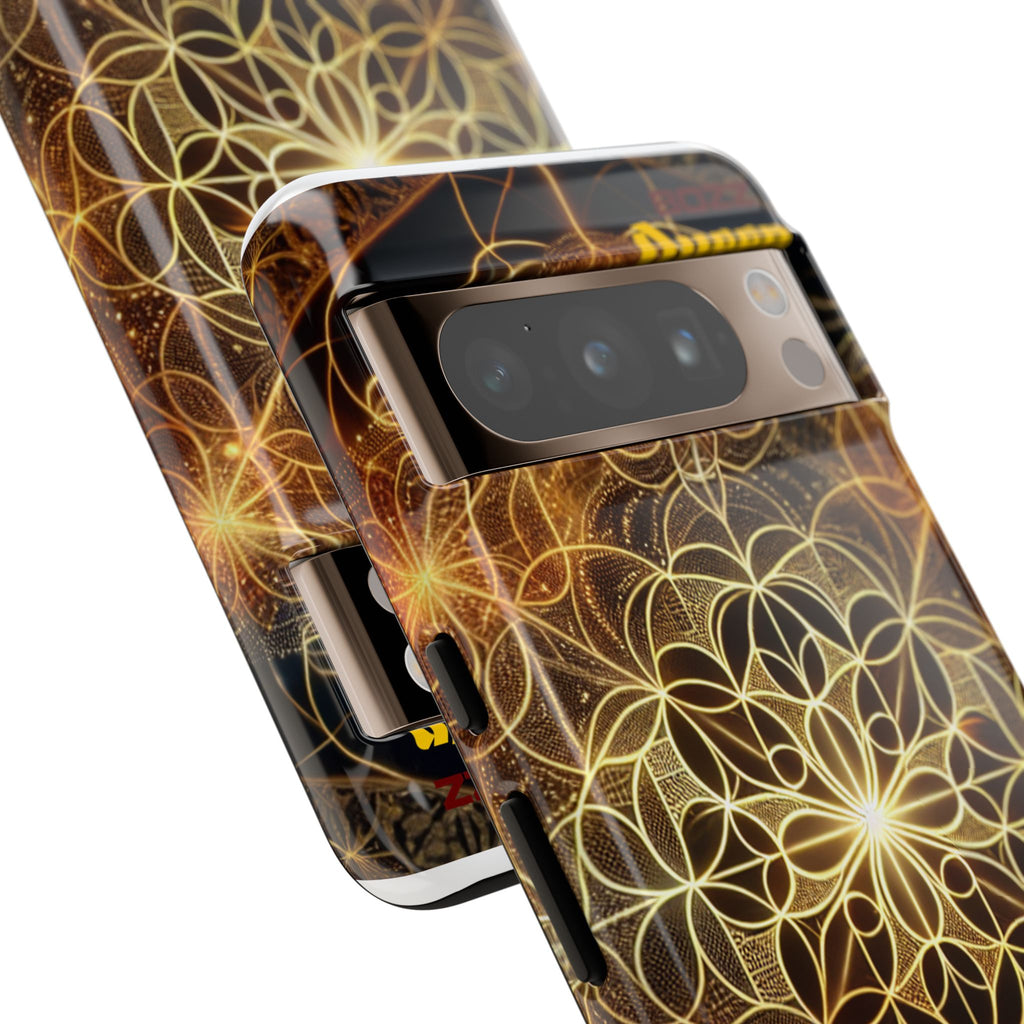 Golden Flower Mandala Phone Case, Tough Cases, Bohemian Phone Cover, Unique Gift for Him/Her, Spiritual and Artistic Design