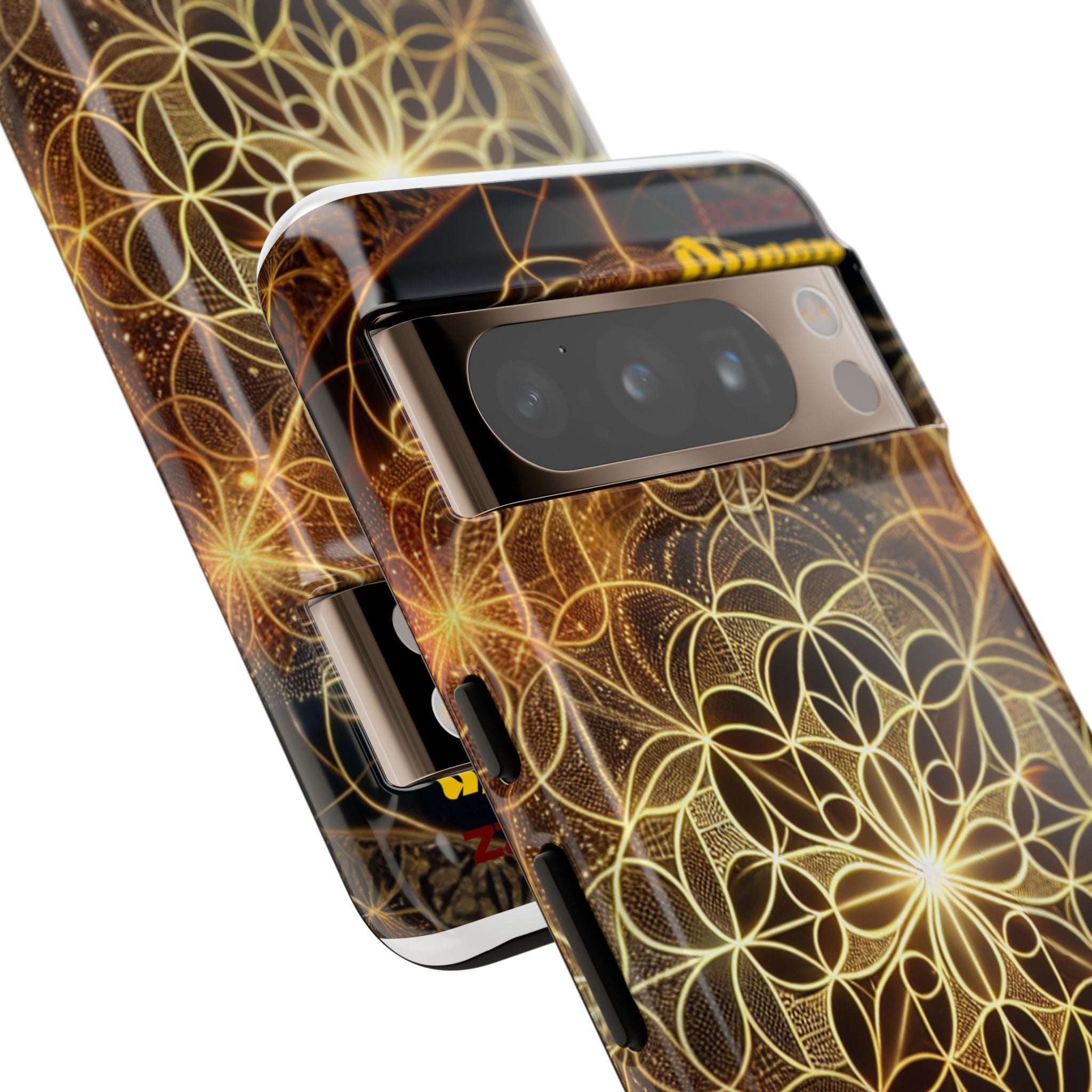 Golden Flower Mandala Phone Case, Tough Cases, Bohemian Phone Cover, Unique Gift for Him/Her, Spiritual and Artistic Design