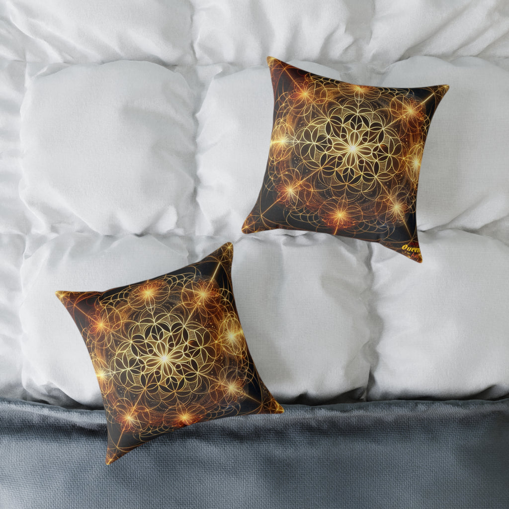 Bohemian Flower Mandala Pillow, Square Poly Canvas Pillow for Home Decor, Cozy Living Room Accent, Meditation Gift, Bedroom Cushion
