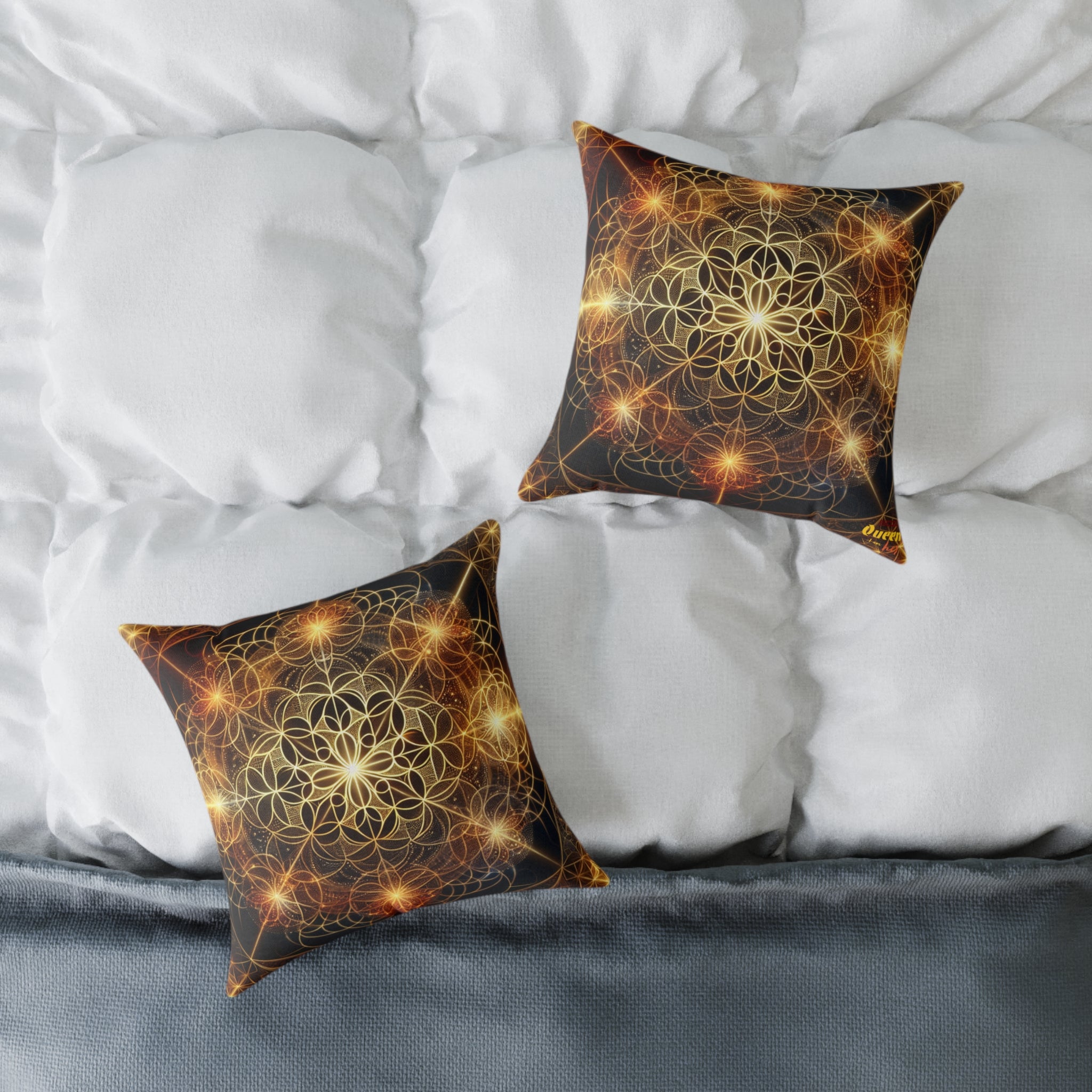 Bohemian Flower Mandala Pillow, Square Poly Canvas Pillow for Home Decor, Cozy Living Room Accent, Meditation Gift, Bedroom Cushion