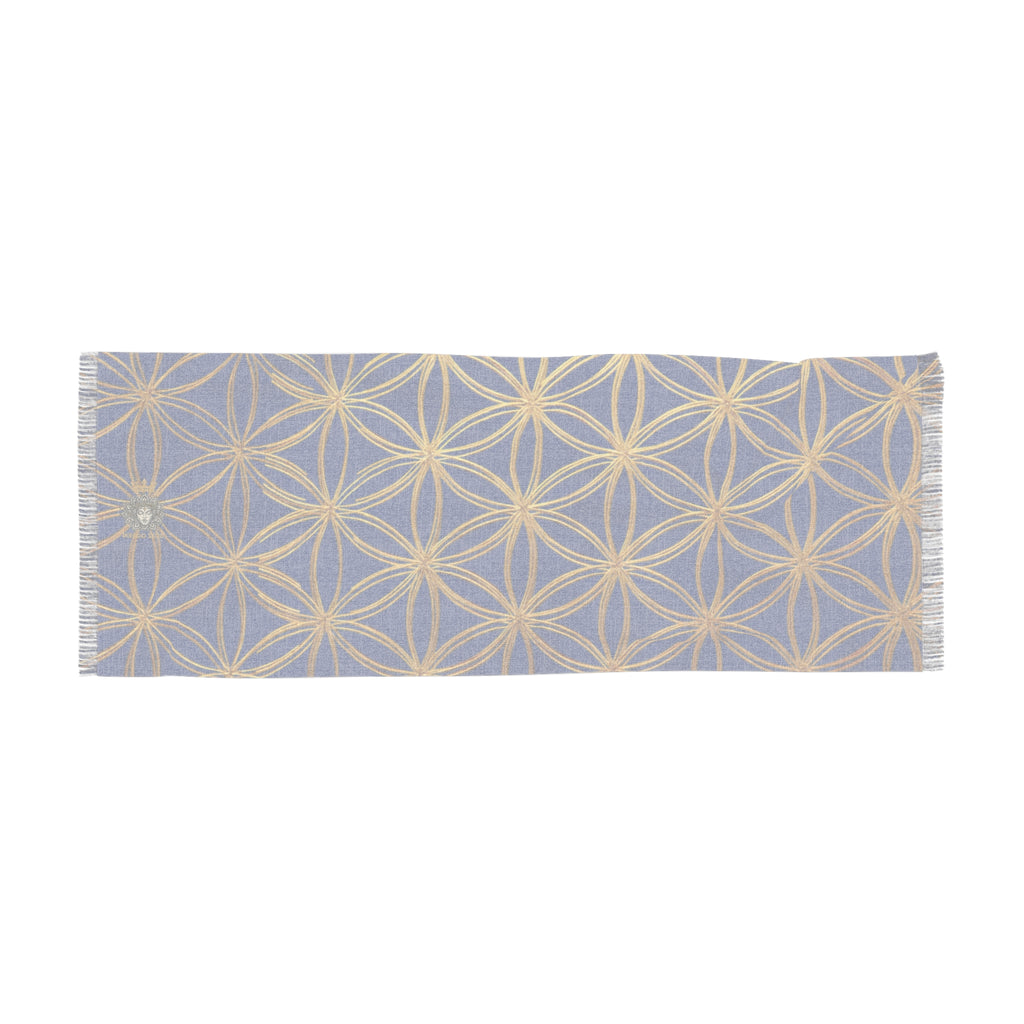 Dark Blue & Gold Flower of Life Scarf - Geometric Pattern | Bozz Queen