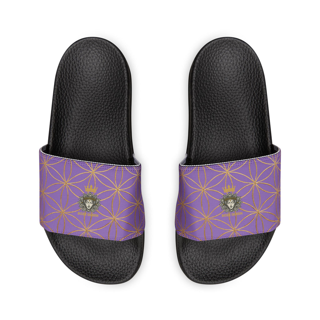 Bozz Queen Light Purple Flower of Life Women's Sandals - Removable Strap Beach Slides