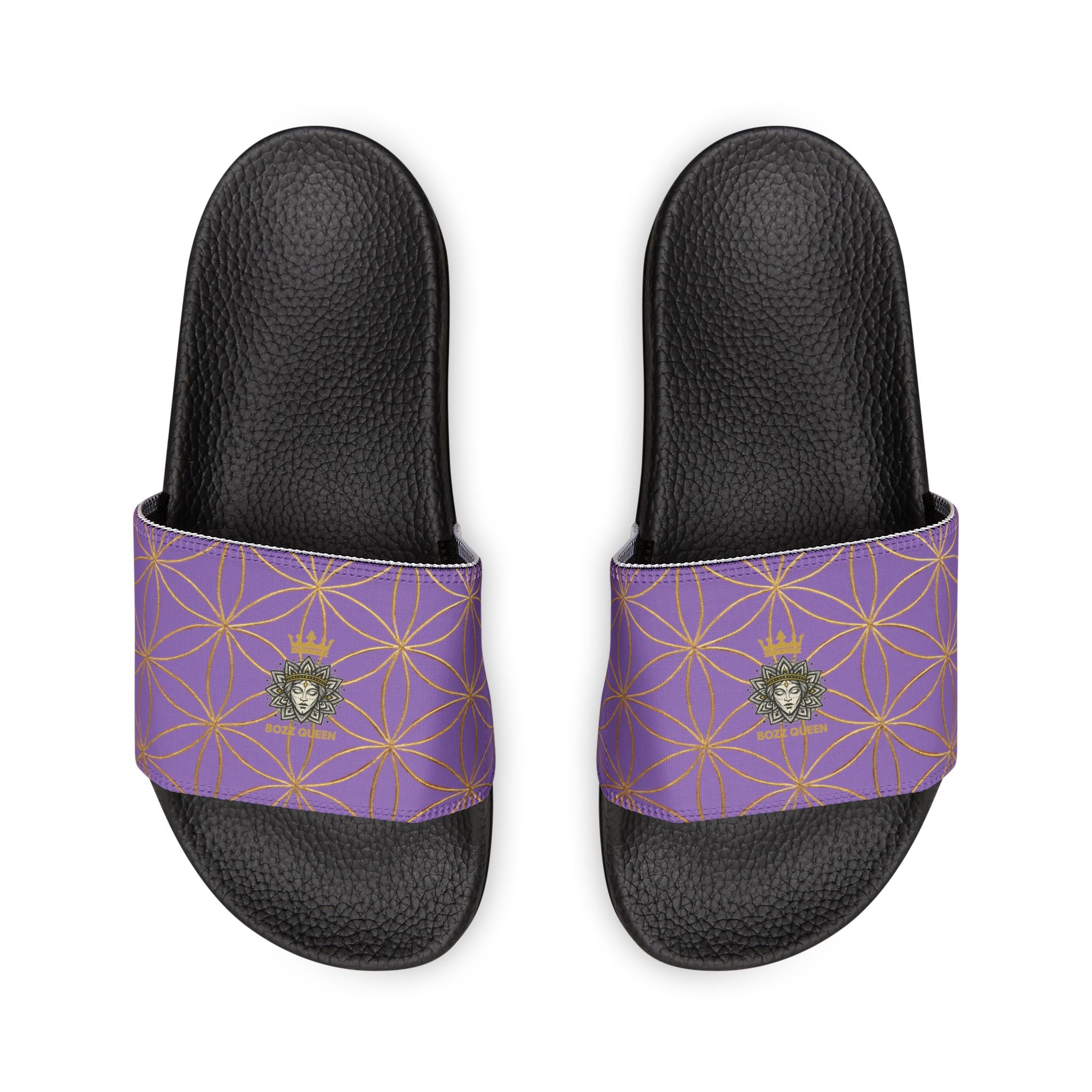 Bozz Queen Light Purple Flower of Life Women's Sandals - Removable Strap Beach Slides