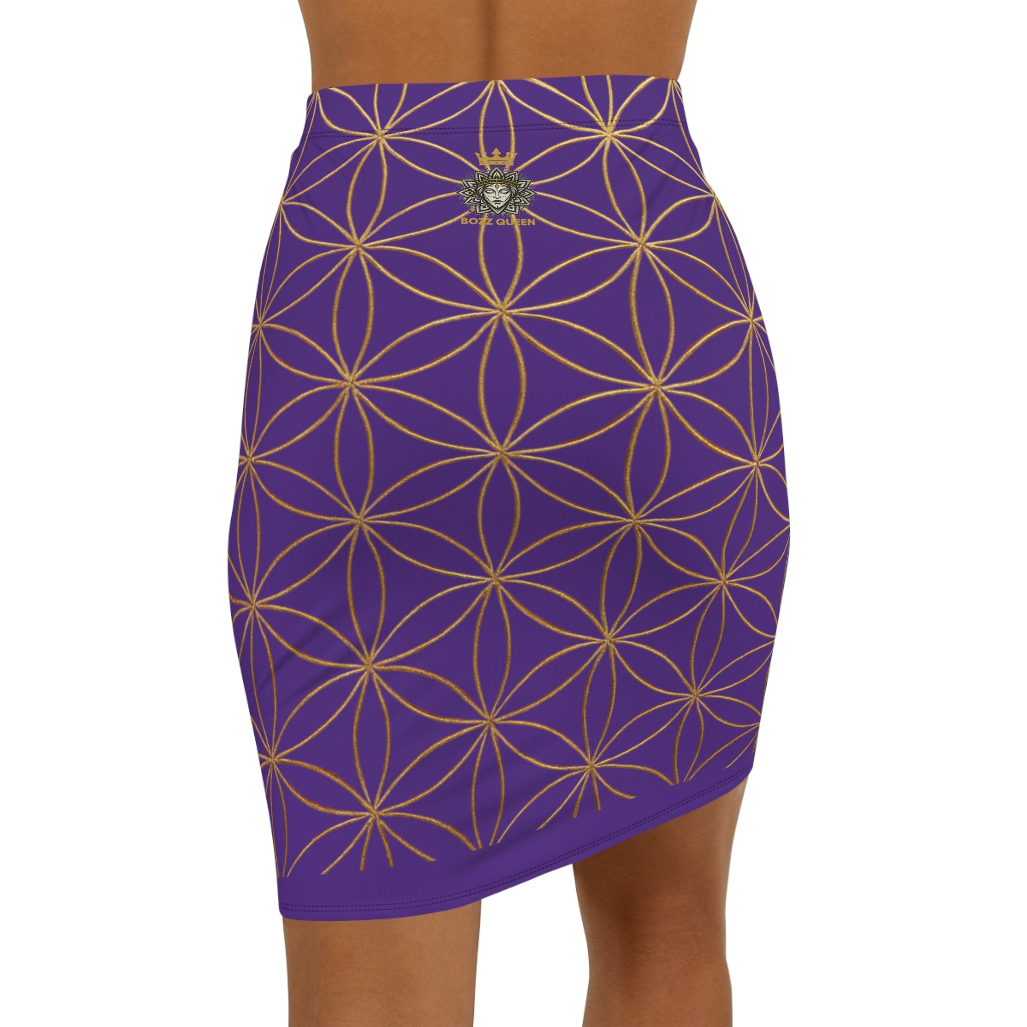 Purple Flower of Life Pencil Skirt - Women's Chic Office & Date Night Skirt