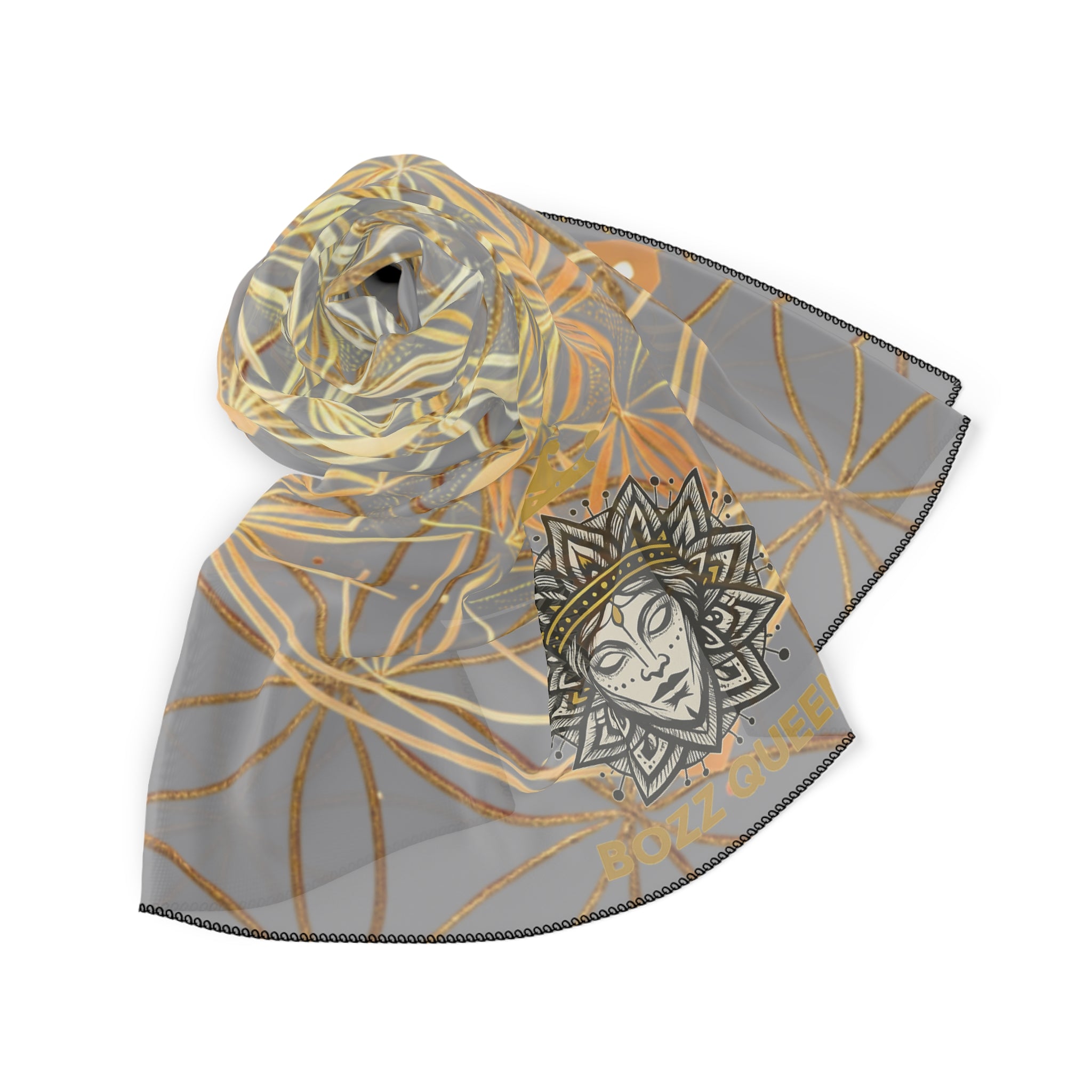 Flower of Life Grey Scarf - Sacred Geometry Spiritual Accessory