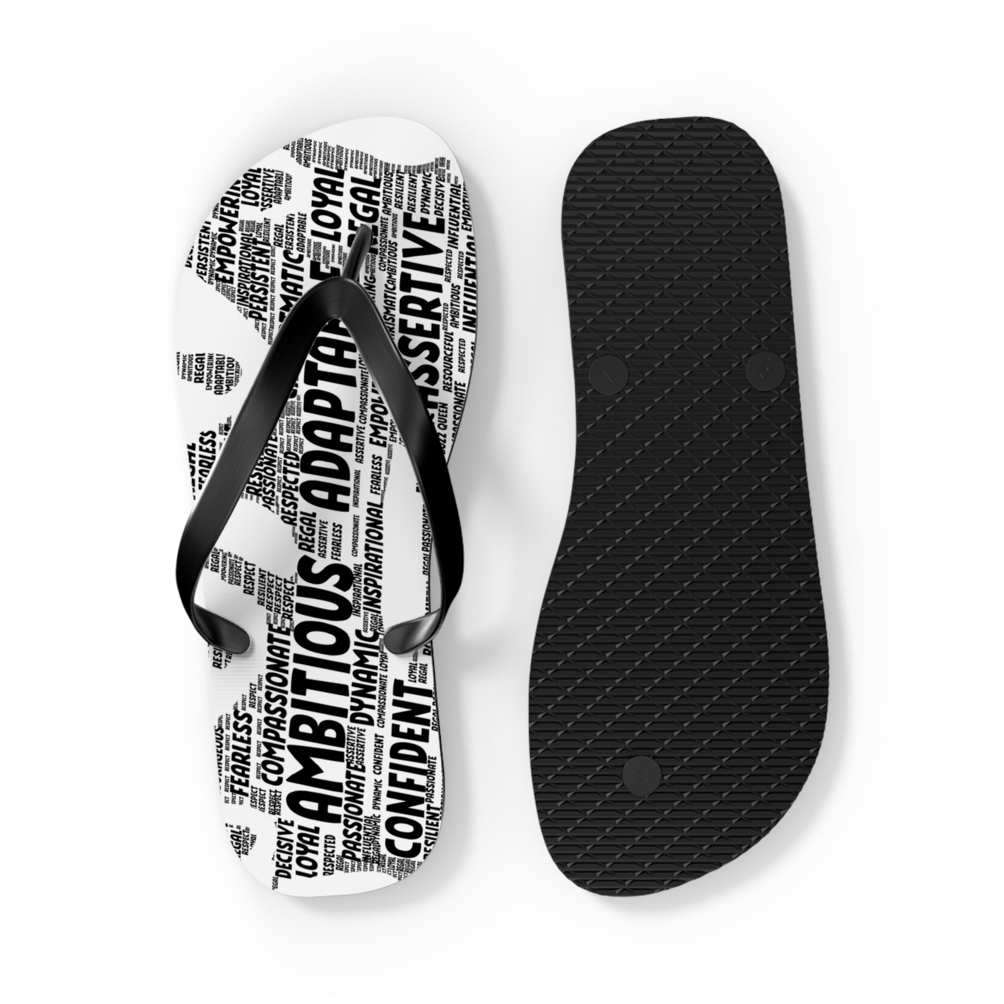 Empowering Word Flip Flops - Motivational Summer Footwear for Self-Care