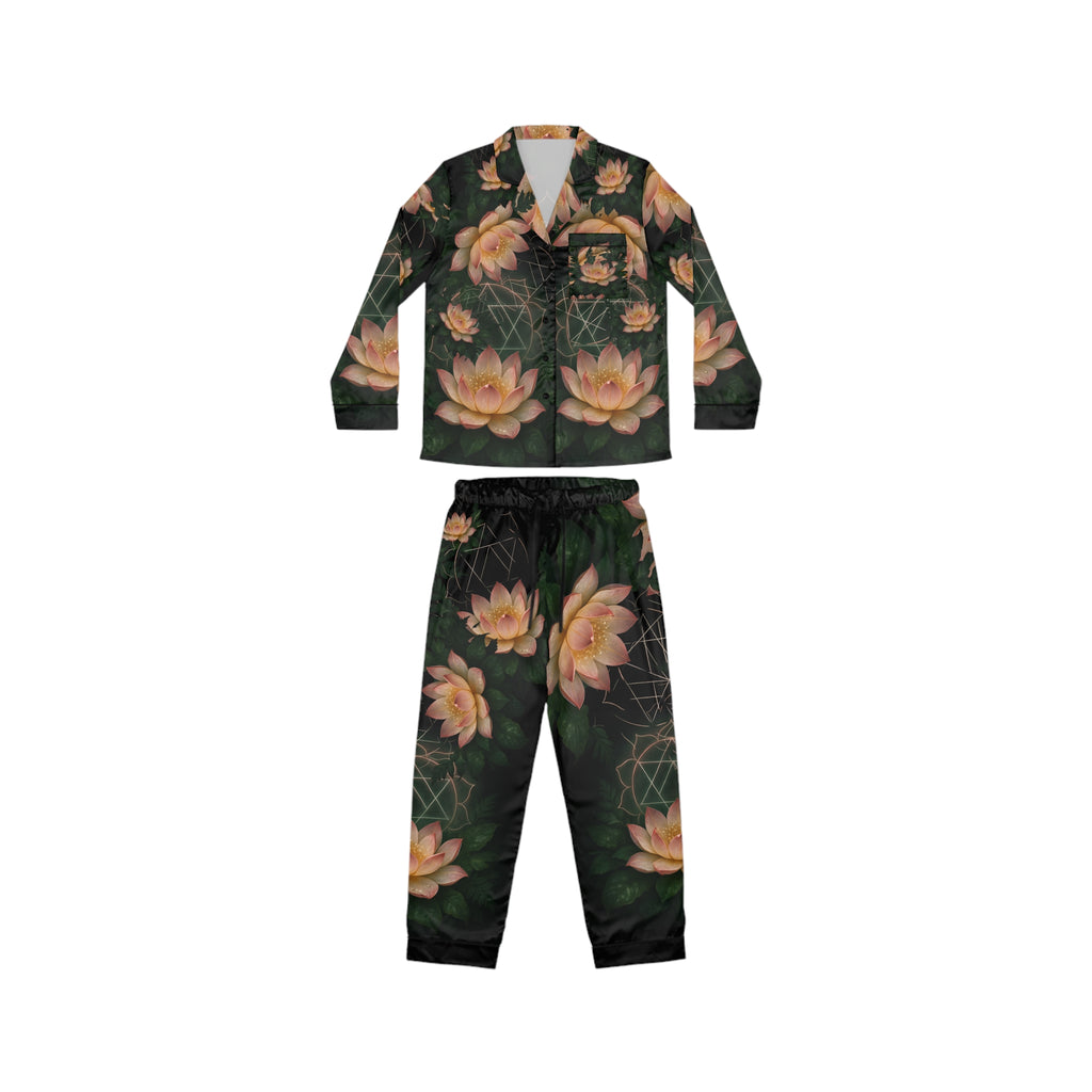Heart Chakra Women's Satin Pajamas Set - Luxurious AOP Sleepwear Gift