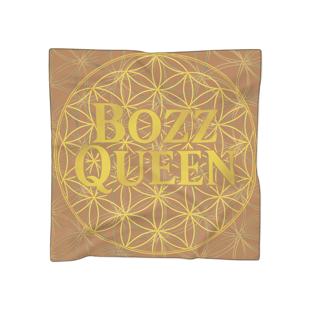 Bozz Queen Light Brown Poly Scarf - Vibrant Flower of Life Design for Stylish Women