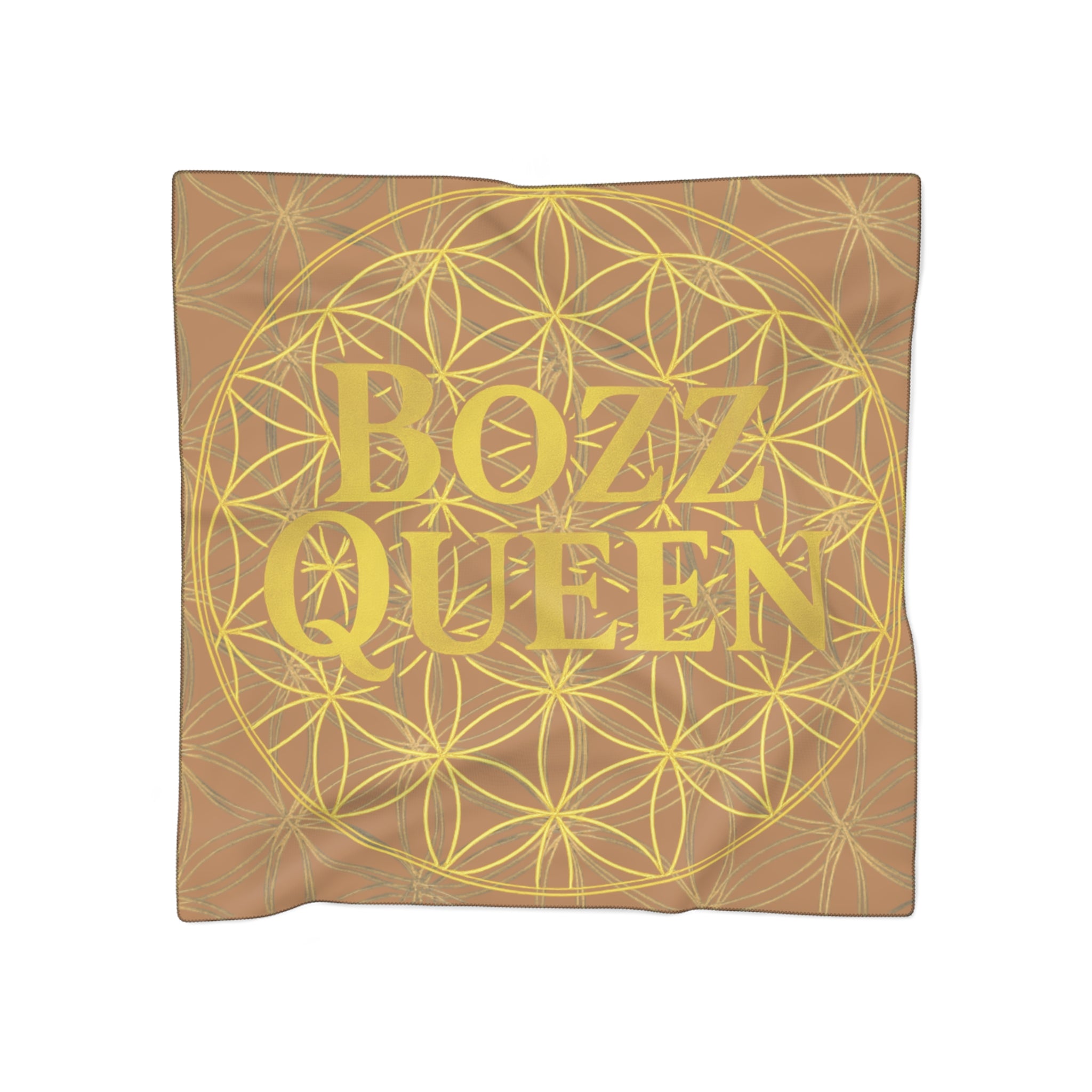 Bozz Queen Light Brown Poly Scarf - Vibrant Flower of Life Design for Stylish Women