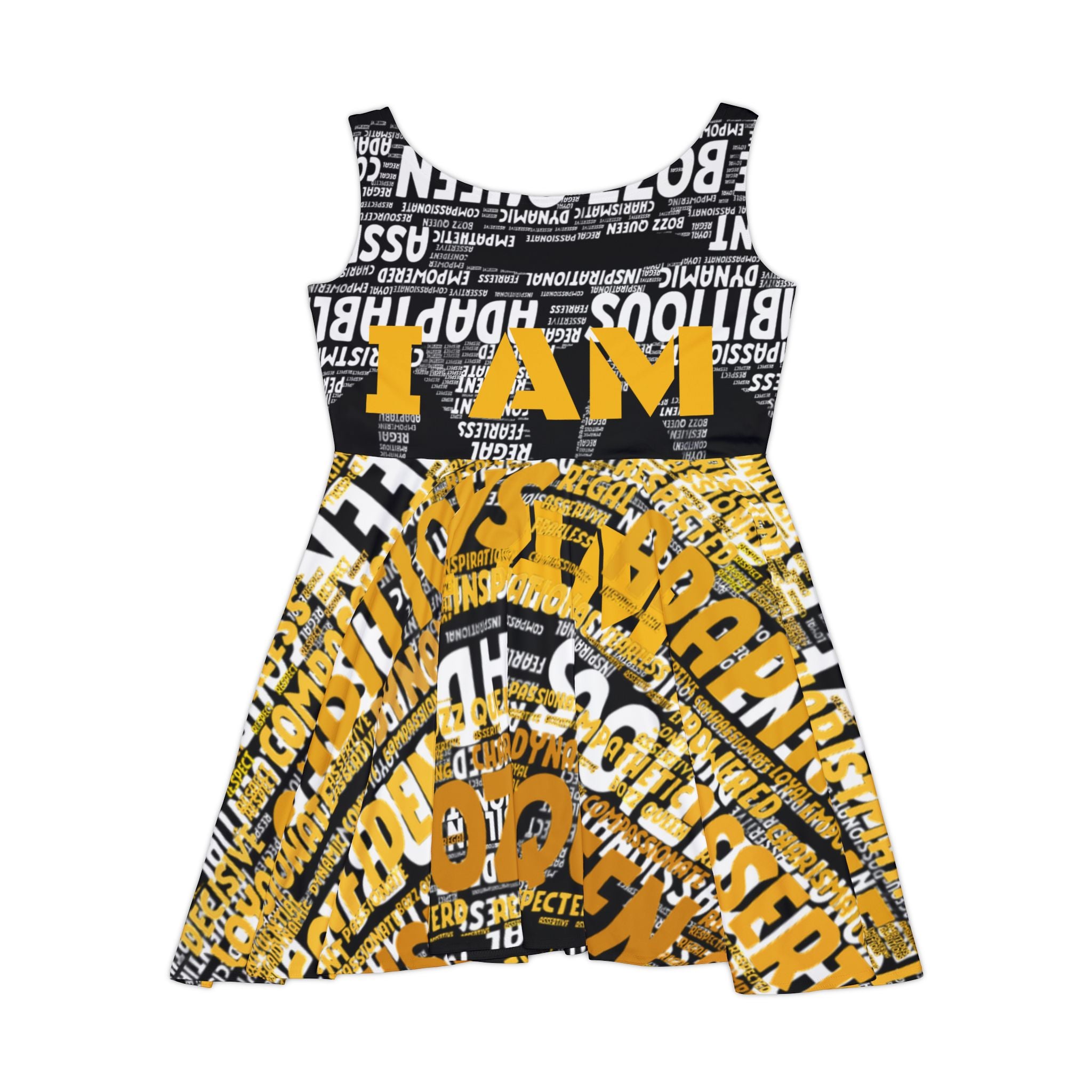 BOZZ QUEEN I AM Series Empowering Women's Skater Dress - Ambition Themed Summer Fashion