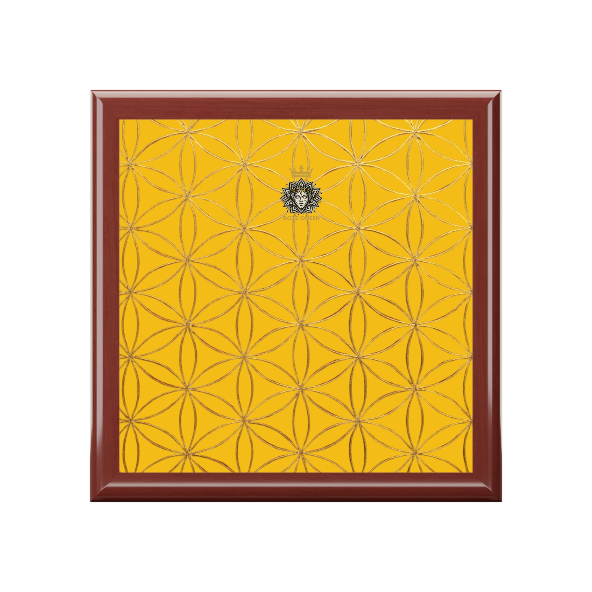 Flower of Life Jewelry Box - Yellow Elegant Keepsake Organizer