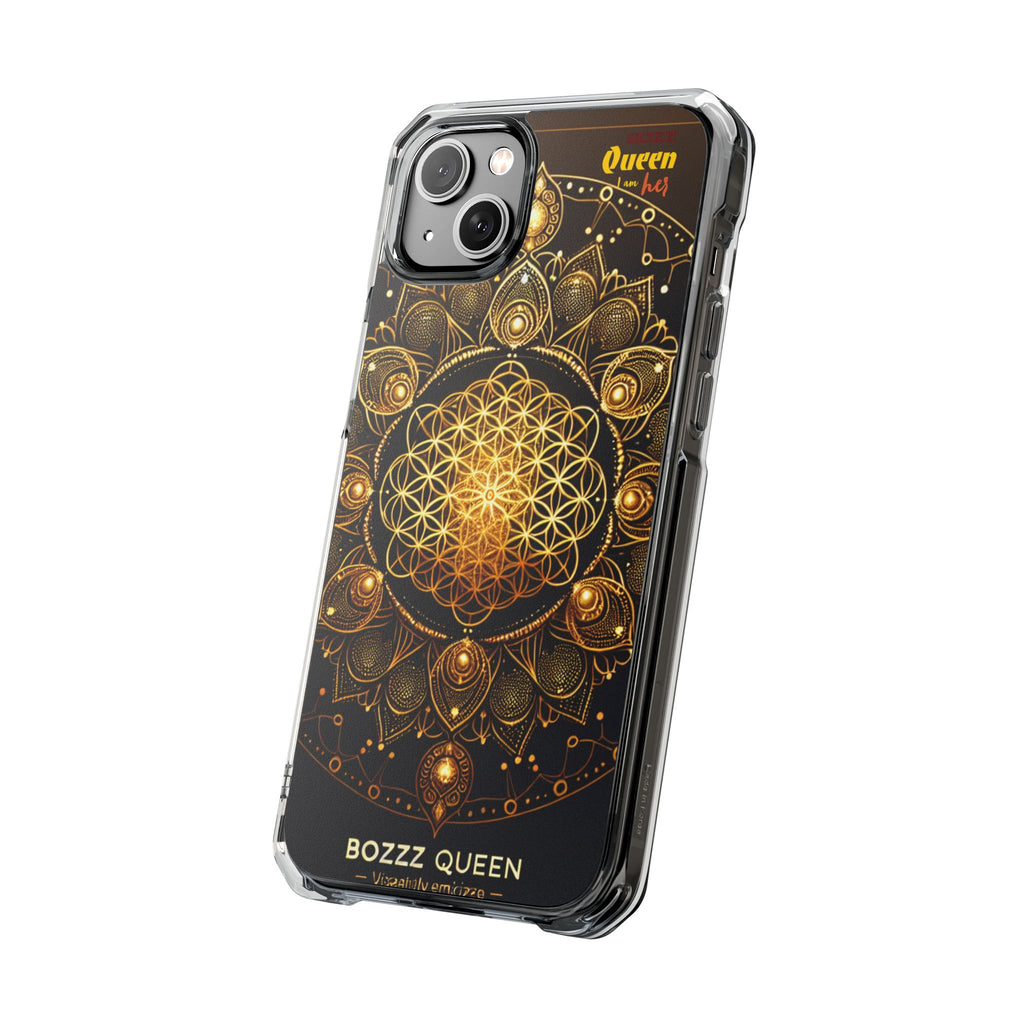Magnetic Phone Case with Spiritual Mandala Design, Bozz Queen, Durable Clear Impact Case, Unique Gift for Spiritual Seekers, Phone Accessory