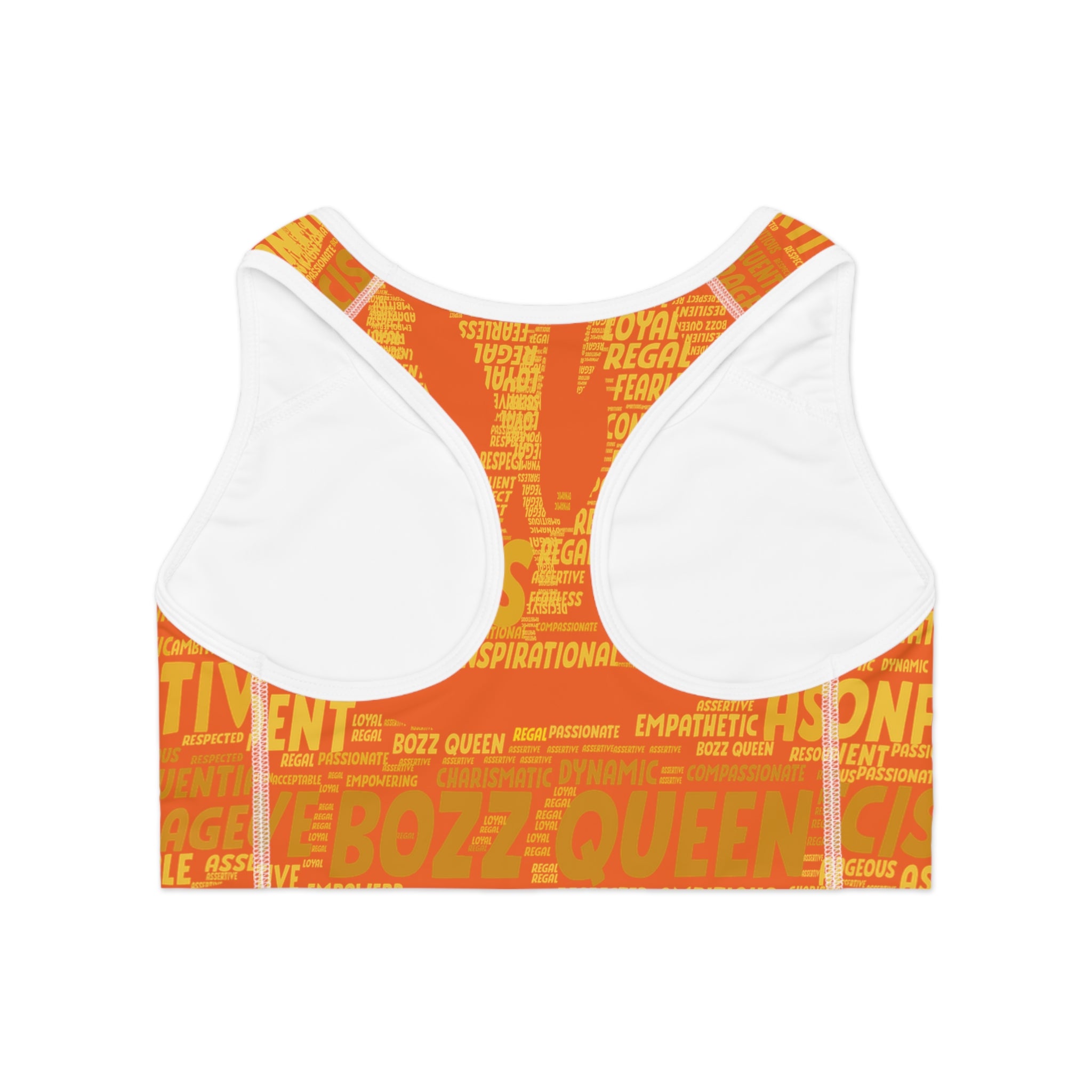 Empowered Words Sports Bra - Bozz Queen Origin Collection | Orange & Yellow