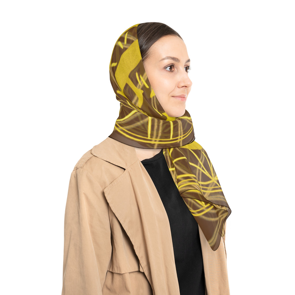Bozz Queen Brown Poly Scarf - Vibrant Flower of Life Design for Stylish Women