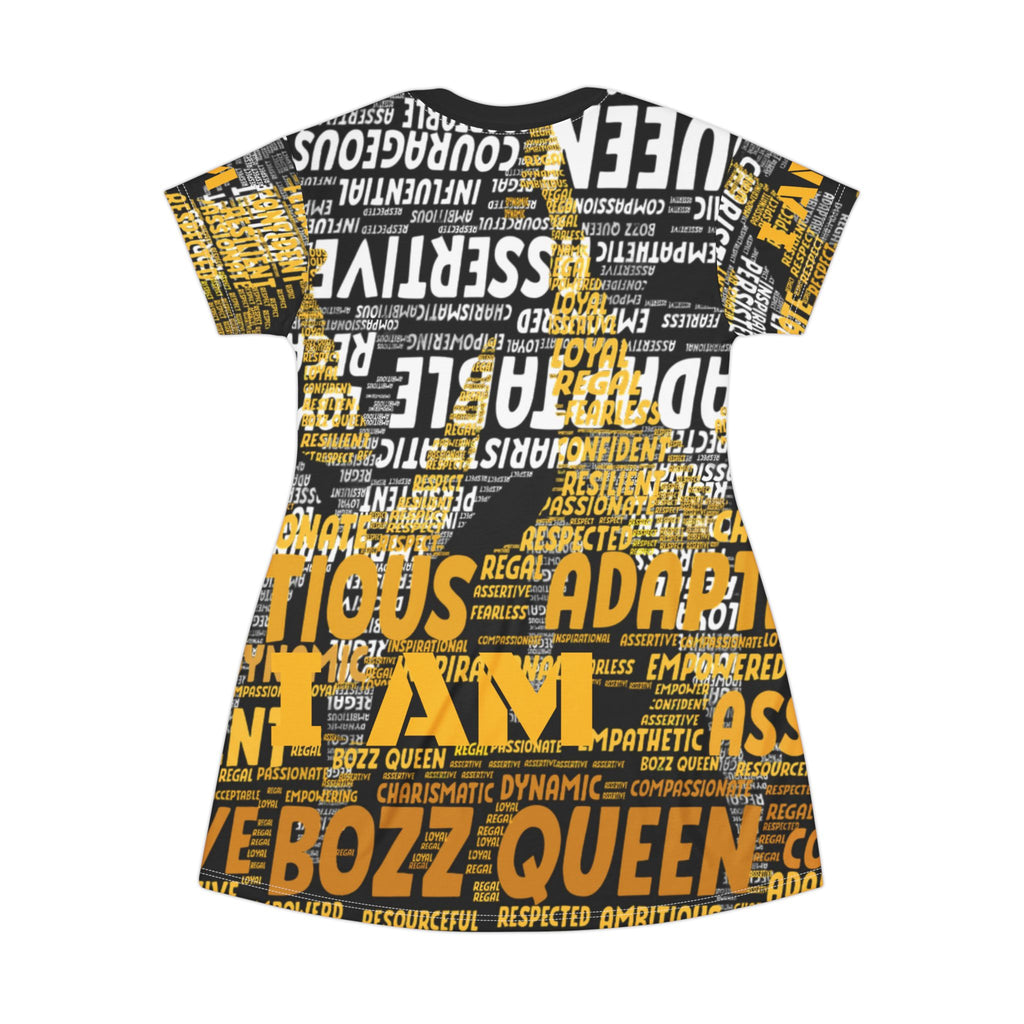 BOZZ QUEEN I AM Series Empowering T-Shirt Dress - Motivational Casual Fashion