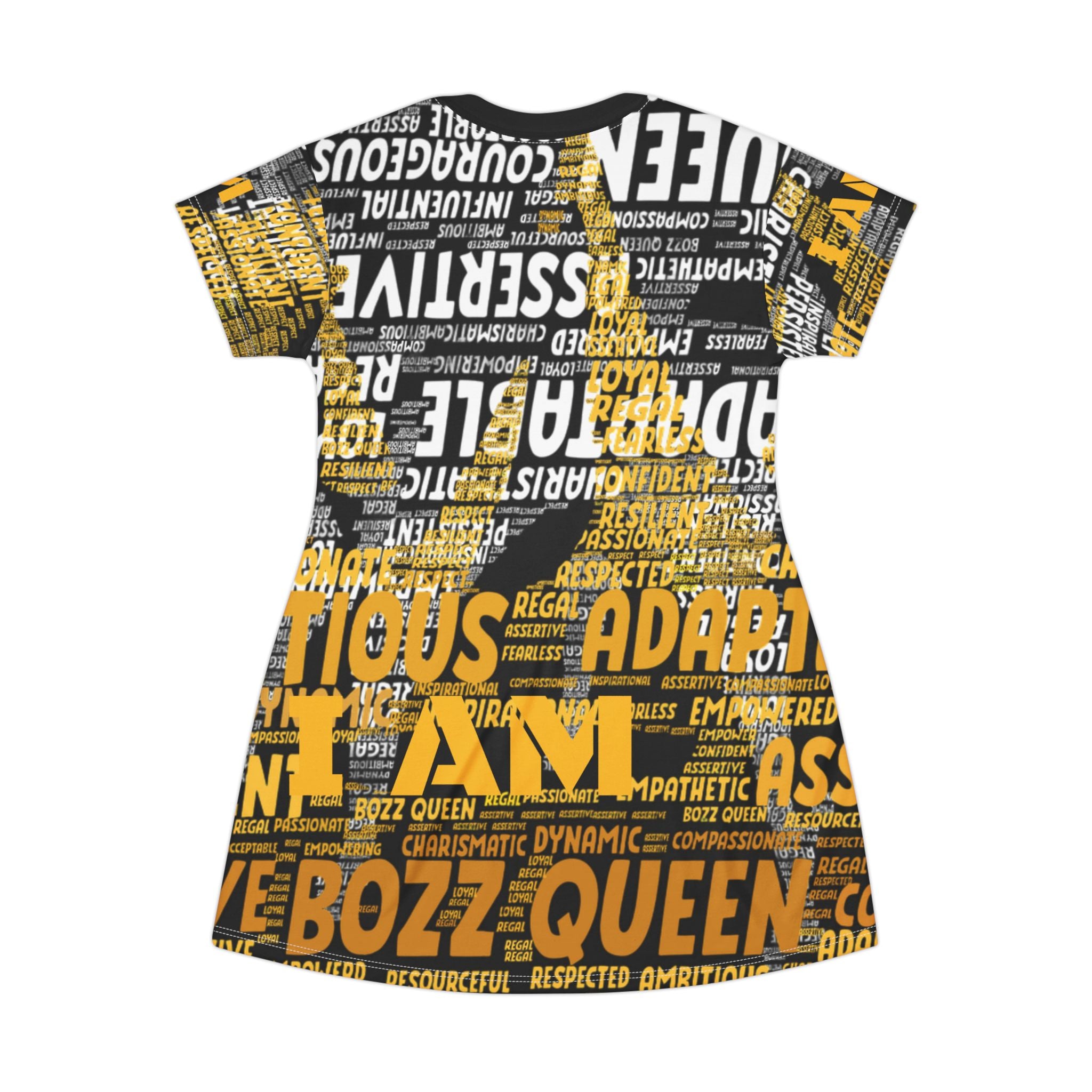 BOZZ QUEEN I AM Series Empowering T-Shirt Dress - Motivational Casual Fashion