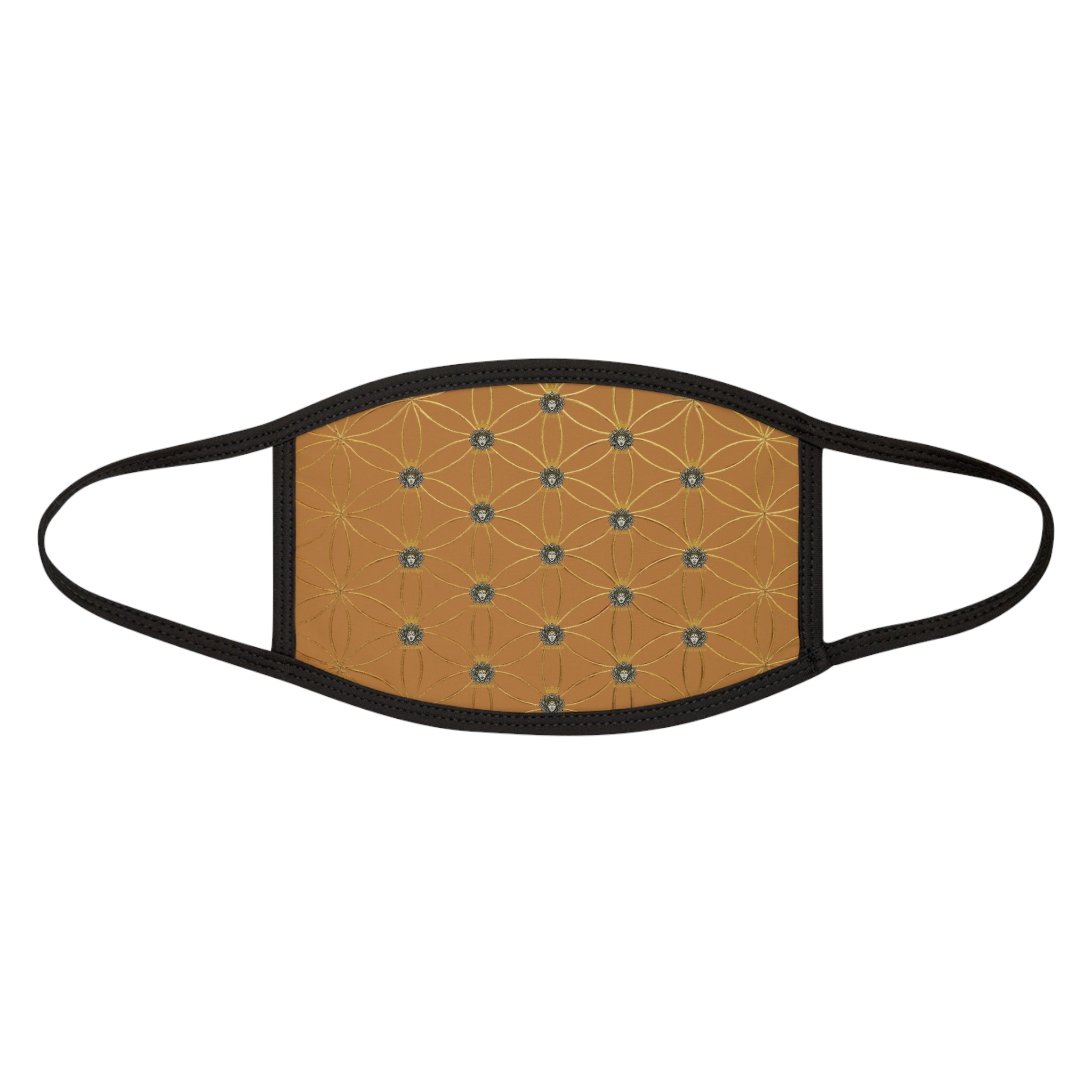 Bozz Queen Flower of Life Face Mask - Light Brown & Gold Stylish Breathable Cloth Mask