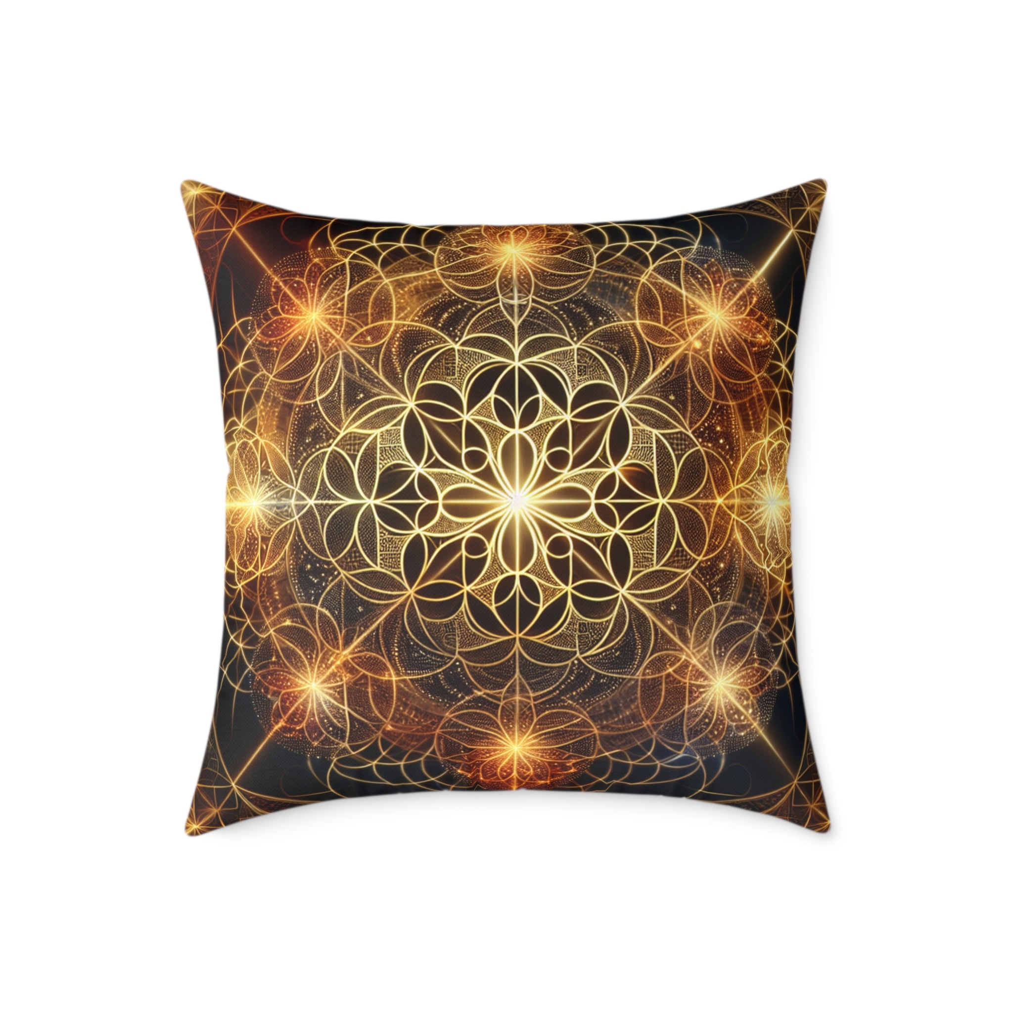 Bohemian Flower Mandala Pillow, Square Poly Canvas Pillow for Home Decor, Cozy Living Room Accent, Meditation Gift, Bedroom Cushion