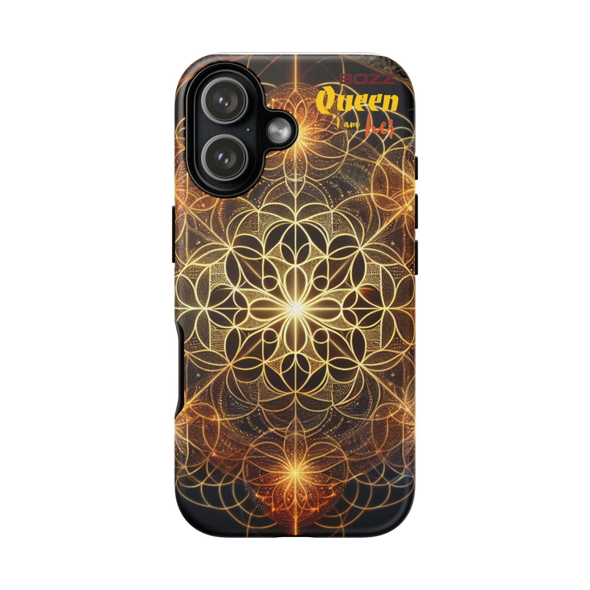 Golden Flower Mandala Phone Case, Tough Cases, Bohemian Phone Cover, Unique Gift for Him/Her, Spiritual and Artistic Design