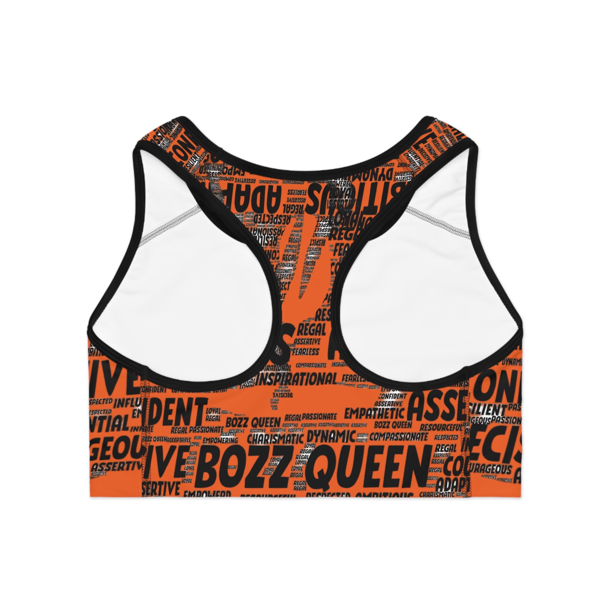 Empowering Sports Bra - Bozz Queen Origin Collection | Orange & Black