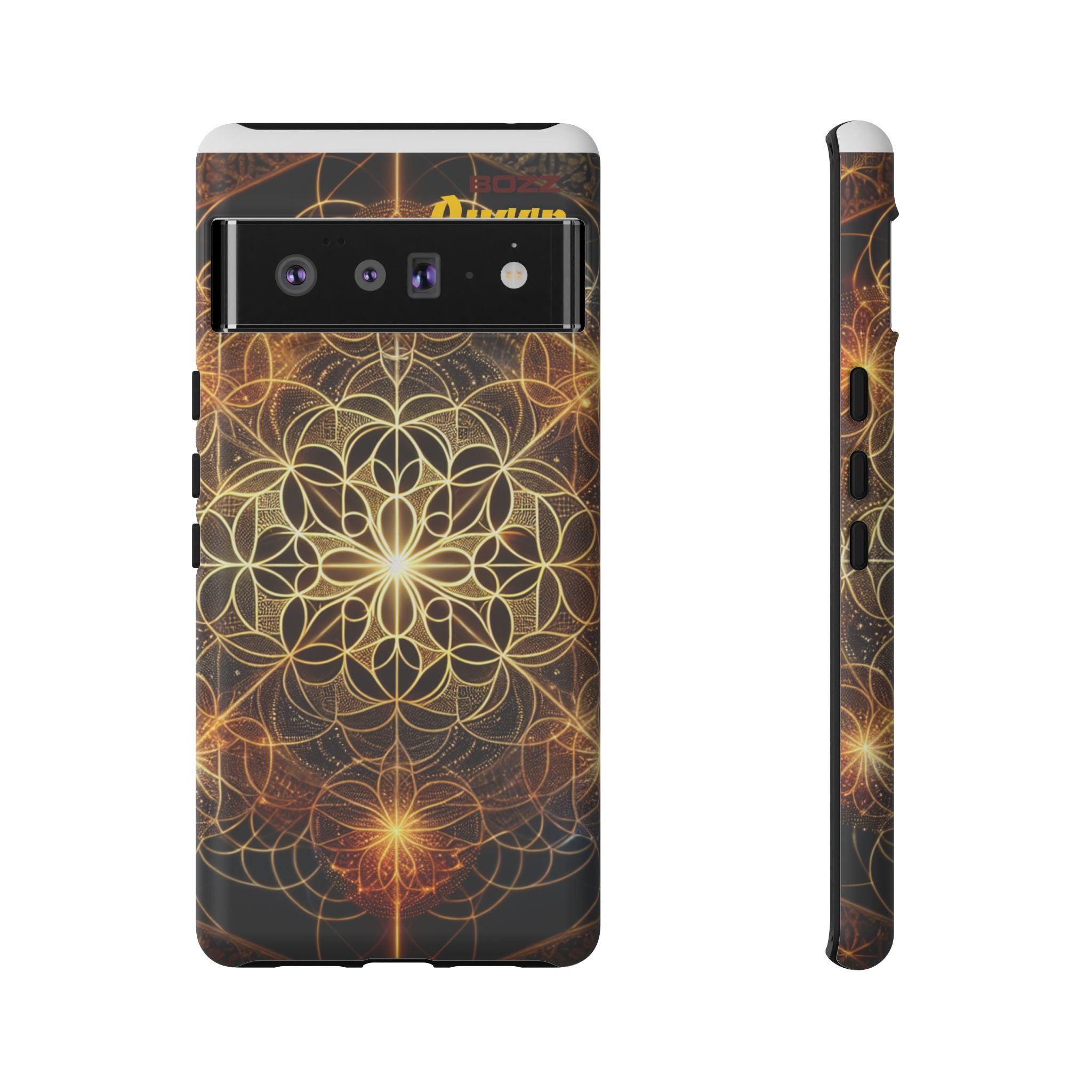 Golden Flower Mandala Phone Case, Tough Cases, Bohemian Phone Cover, Unique Gift for Him/Her, Spiritual and Artistic Design