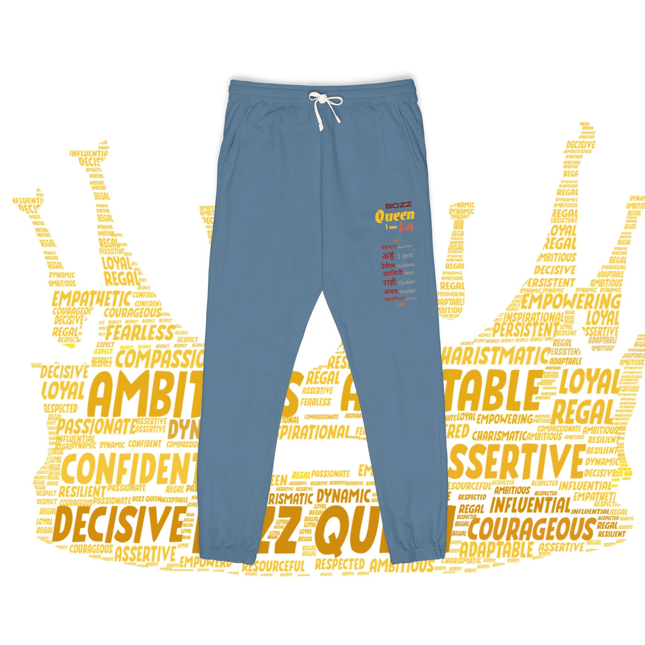 BOZZ QUEEN Unisex Motivational Fleece Sweatpants - Empowering Lounge Joggers