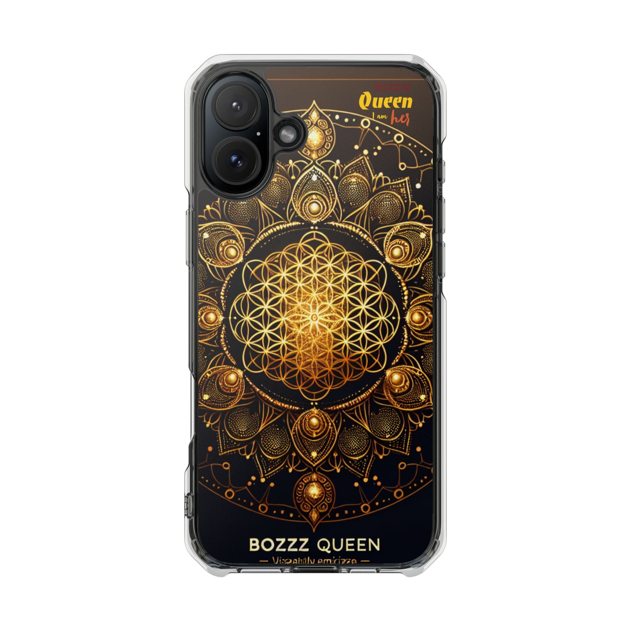 Magnetic Phone Case with Spiritual Mandala Design, Bozz Queen, Durable Clear Impact Case, Unique Gift for Spiritual Seekers, Phone Accessory