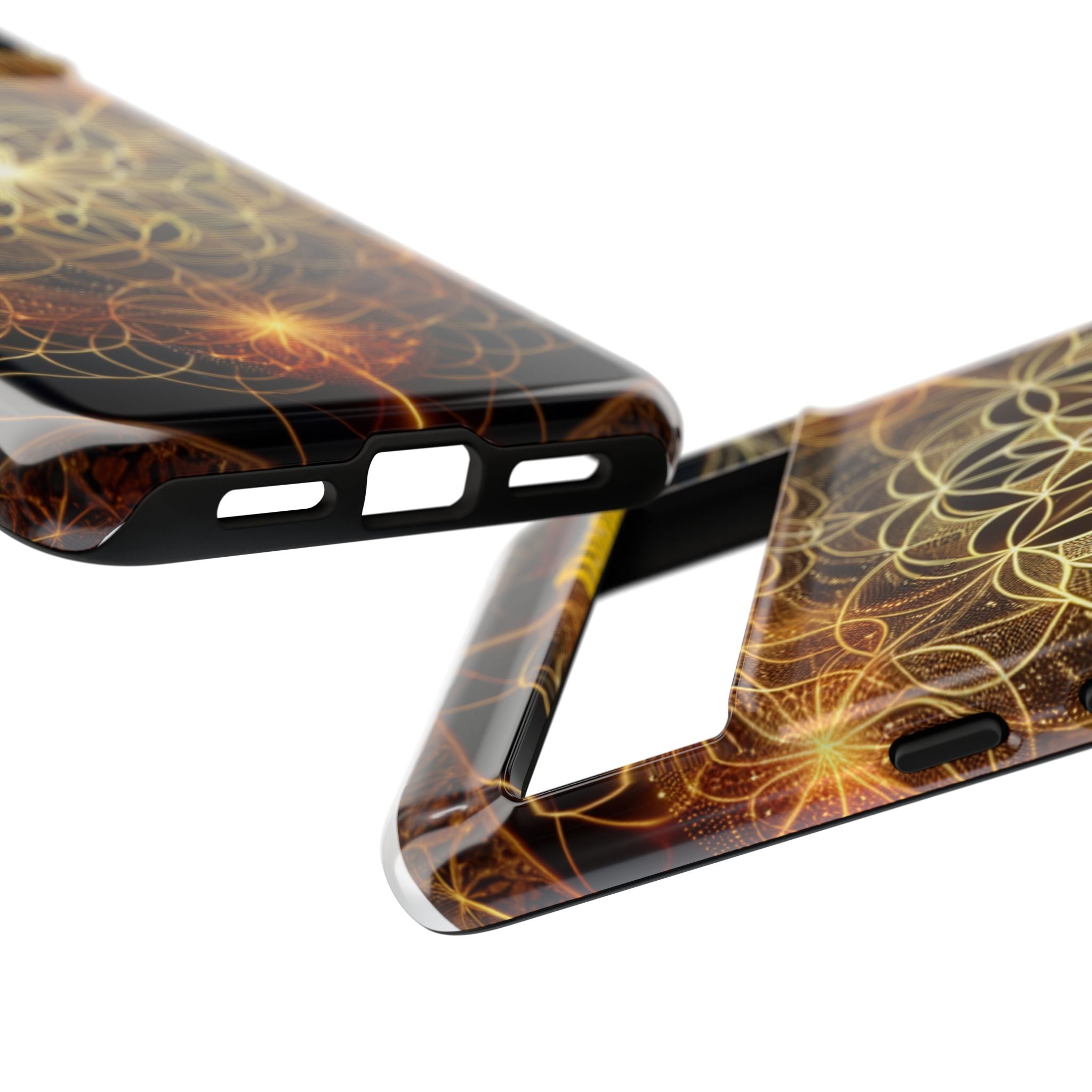 Golden Flower Mandala Phone Case, Tough Cases, Bohemian Phone Cover, Unique Gift for Him/Her, Spiritual and Artistic Design