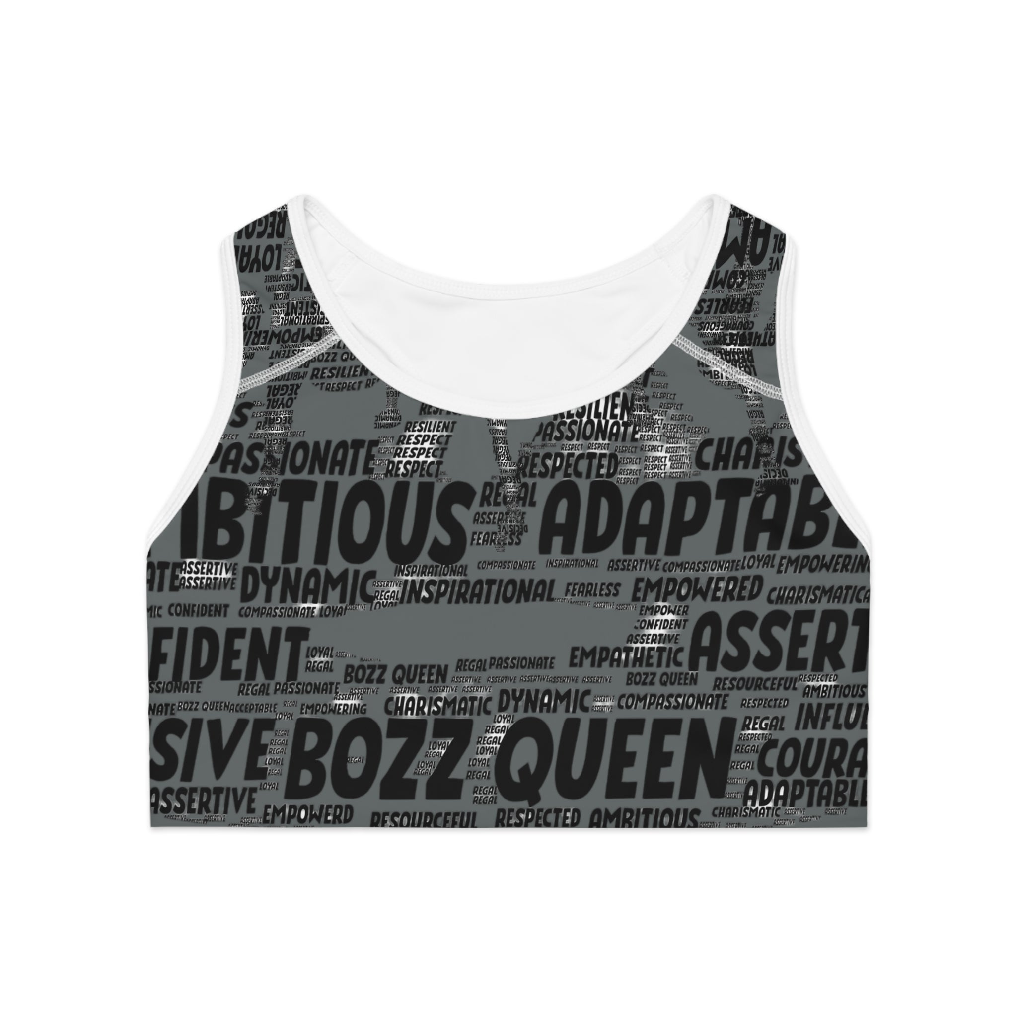 Empowering Sports Bra - Bozz Queen Origin Collection | Dark Grey & Black